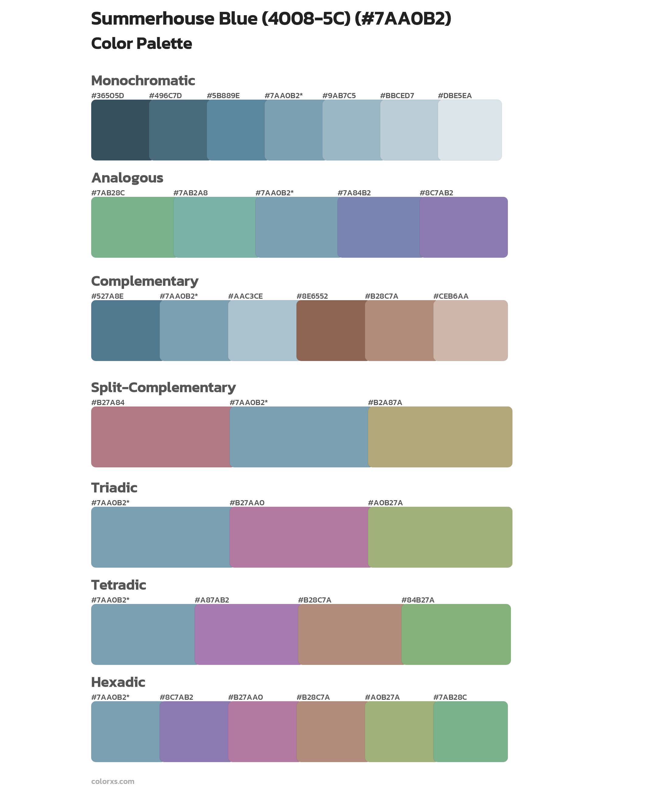 Summerhouse Blue (4008-5C) Color Scheme Palettes