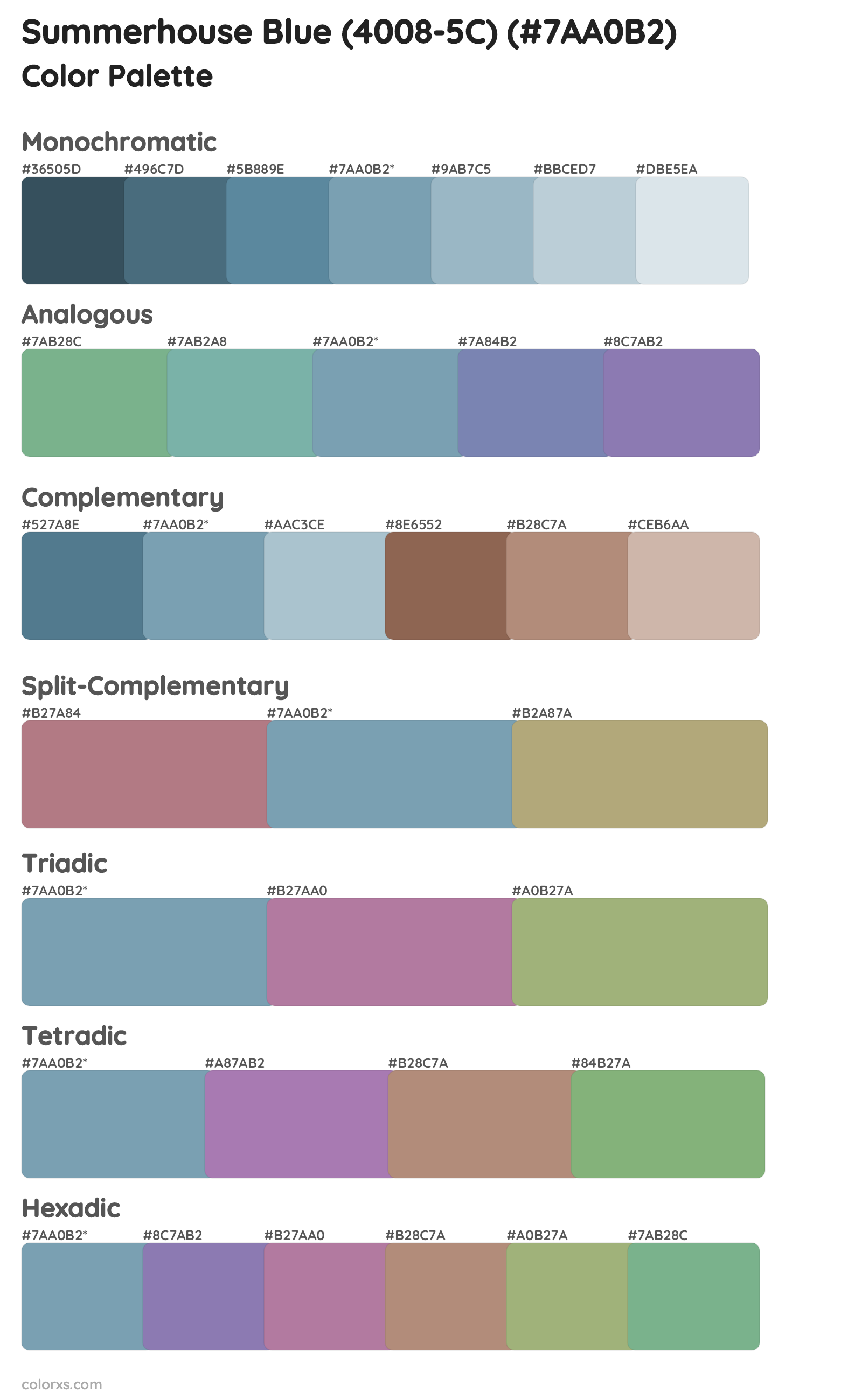 Summerhouse Blue (4008-5C) Color Scheme Palettes