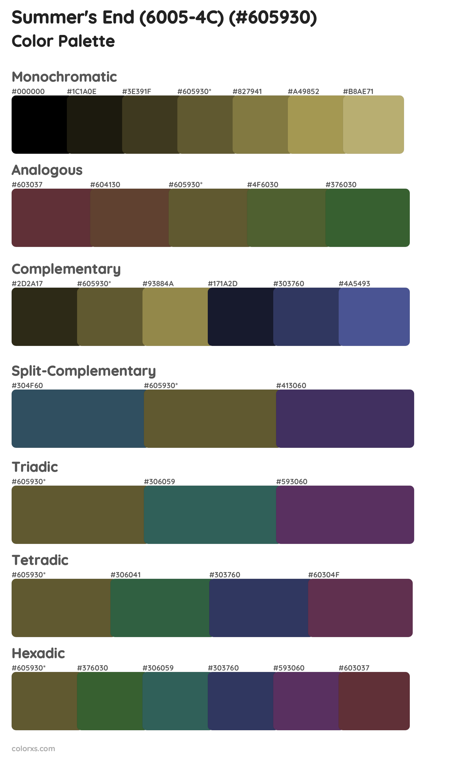 Summer's End (6005-4C) Color Scheme Palettes