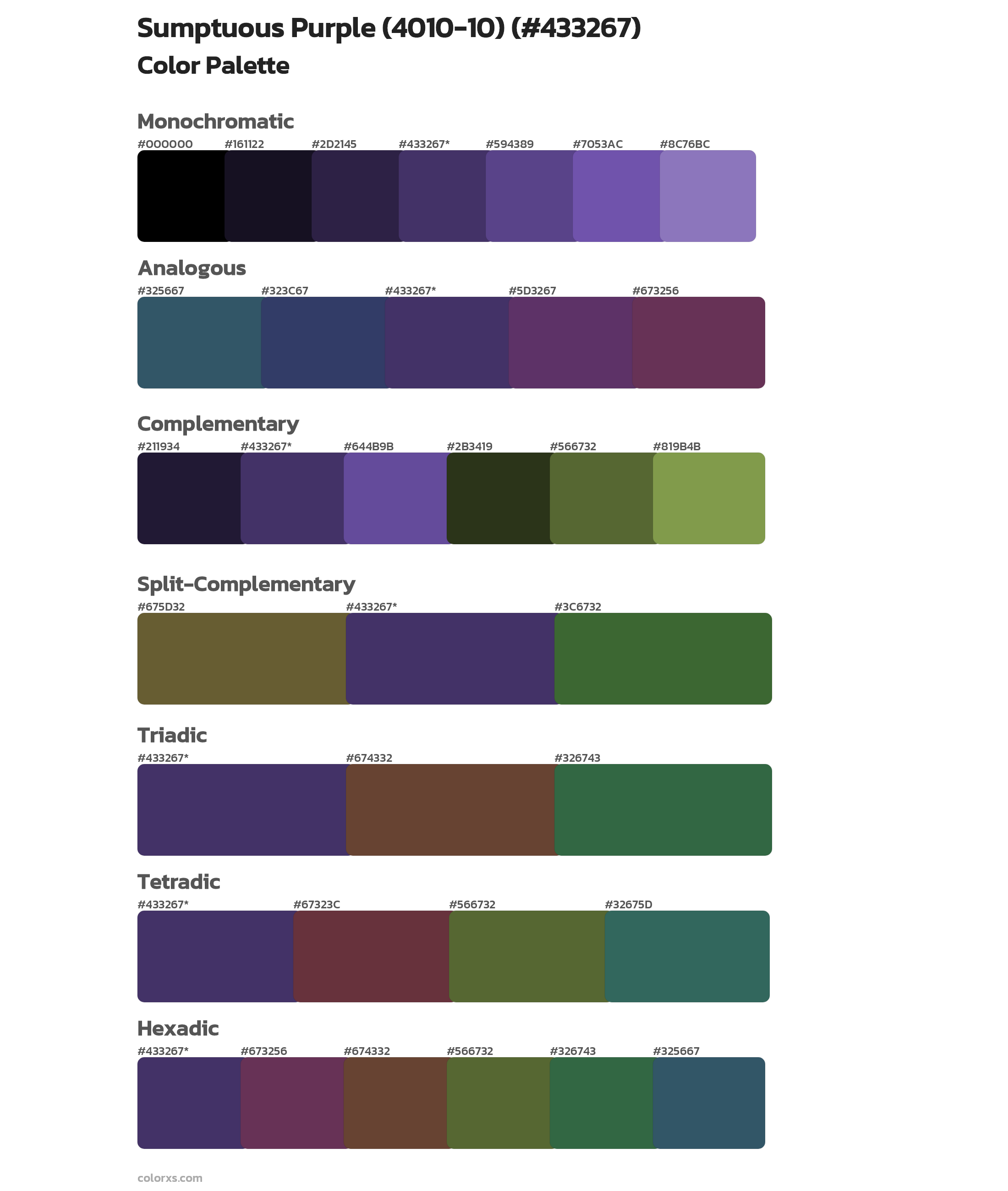 Sumptuous Purple (4010-10) Color Scheme Palettes