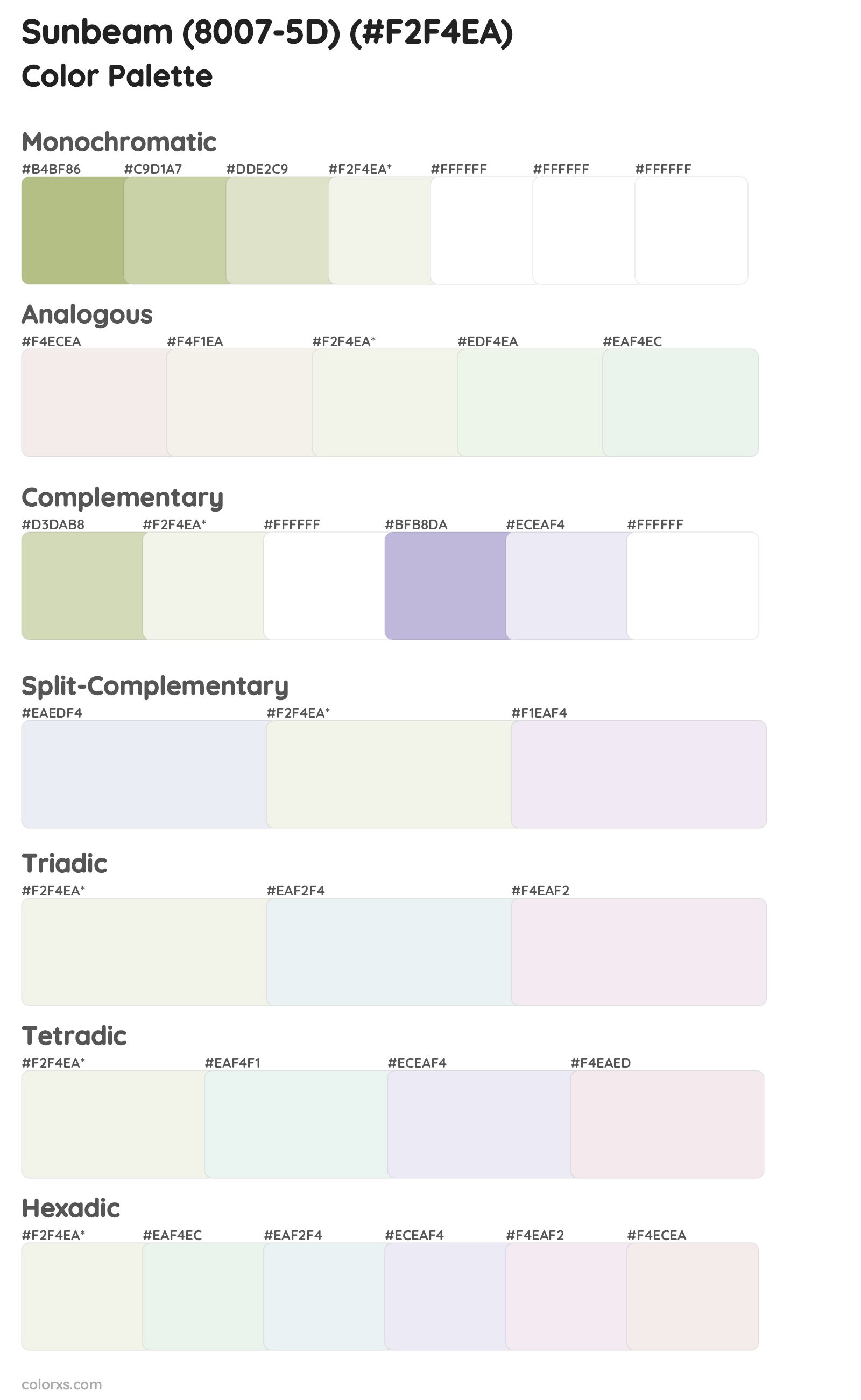Sunbeam (8007-5D) Color Scheme Palettes