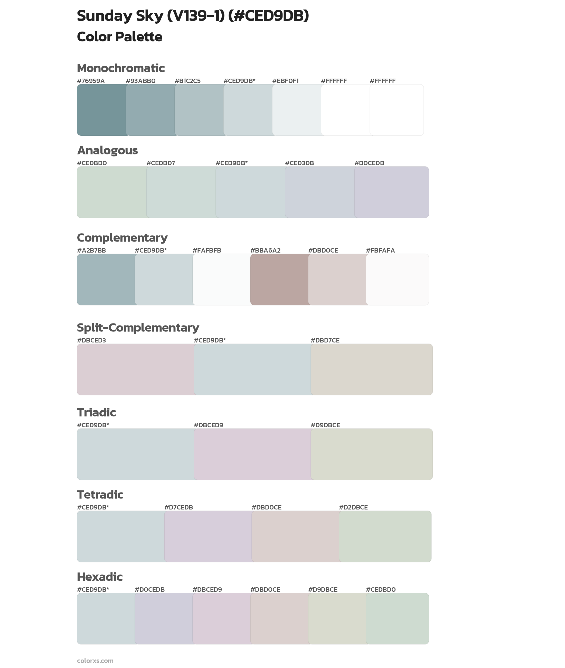 Sunday Sky (V139-1) Color Scheme Palettes