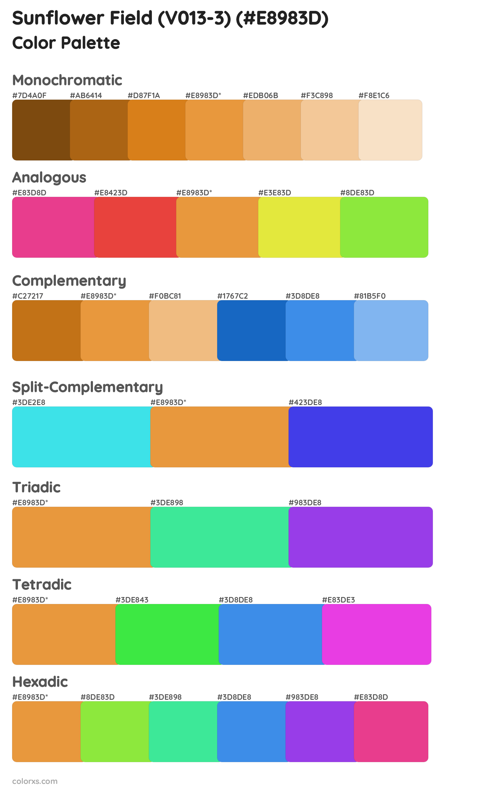 Sunflower Field (V013-3) Color Scheme Palettes