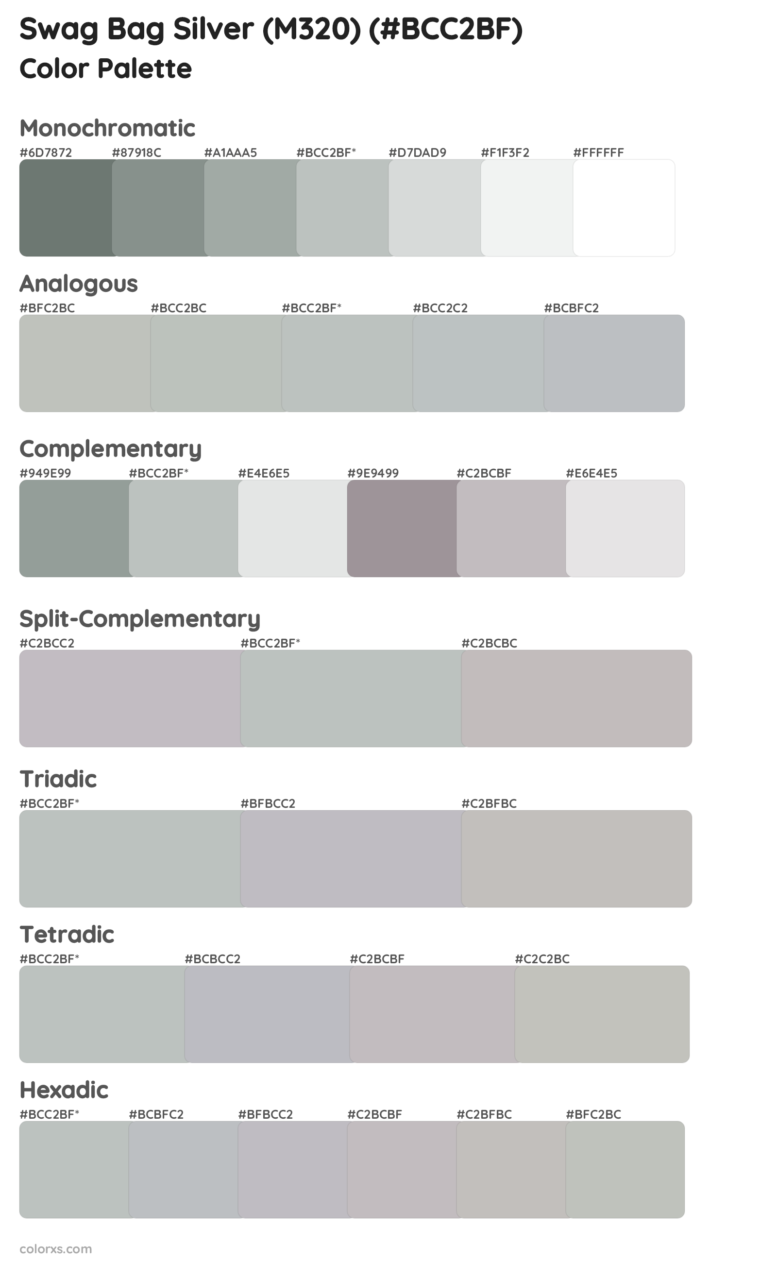 Swag Bag Silver (M320) Color Scheme Palettes