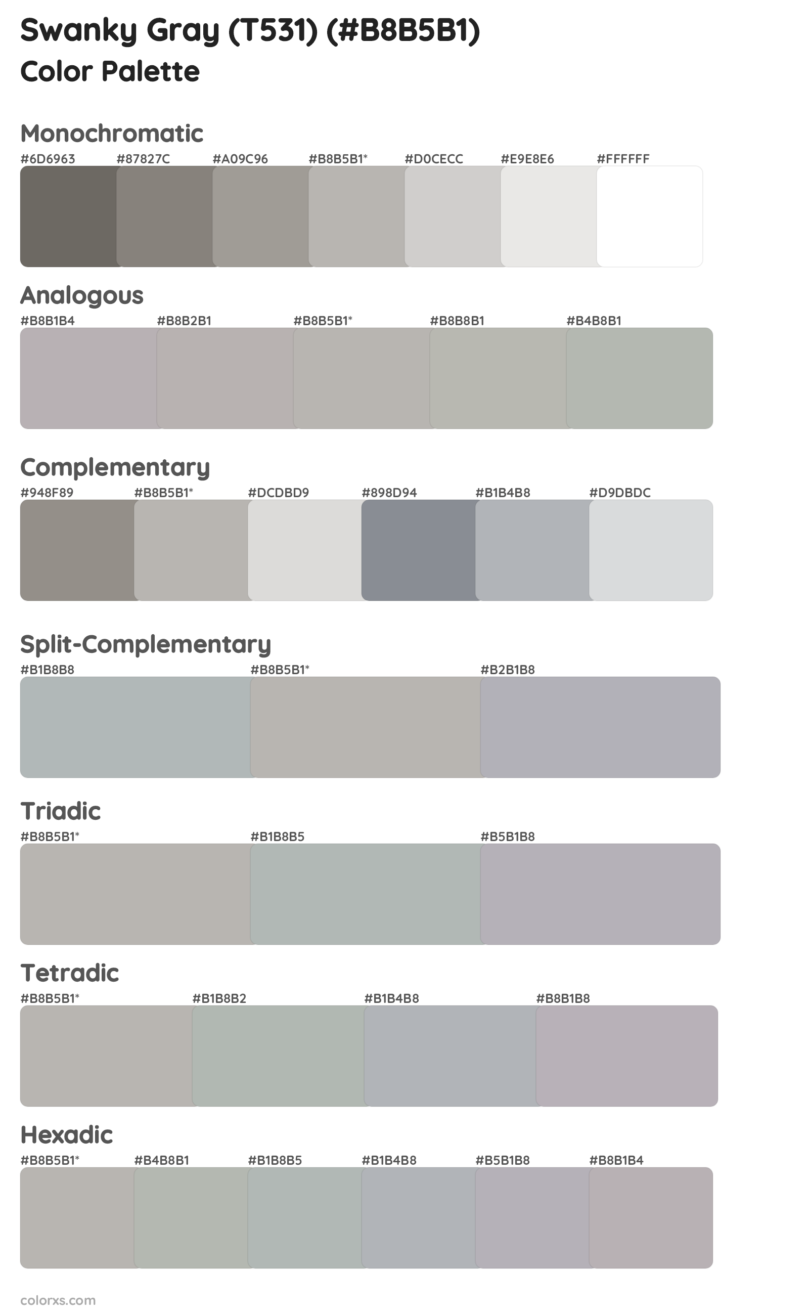 Swanky Gray (T531) Color Scheme Palettes
