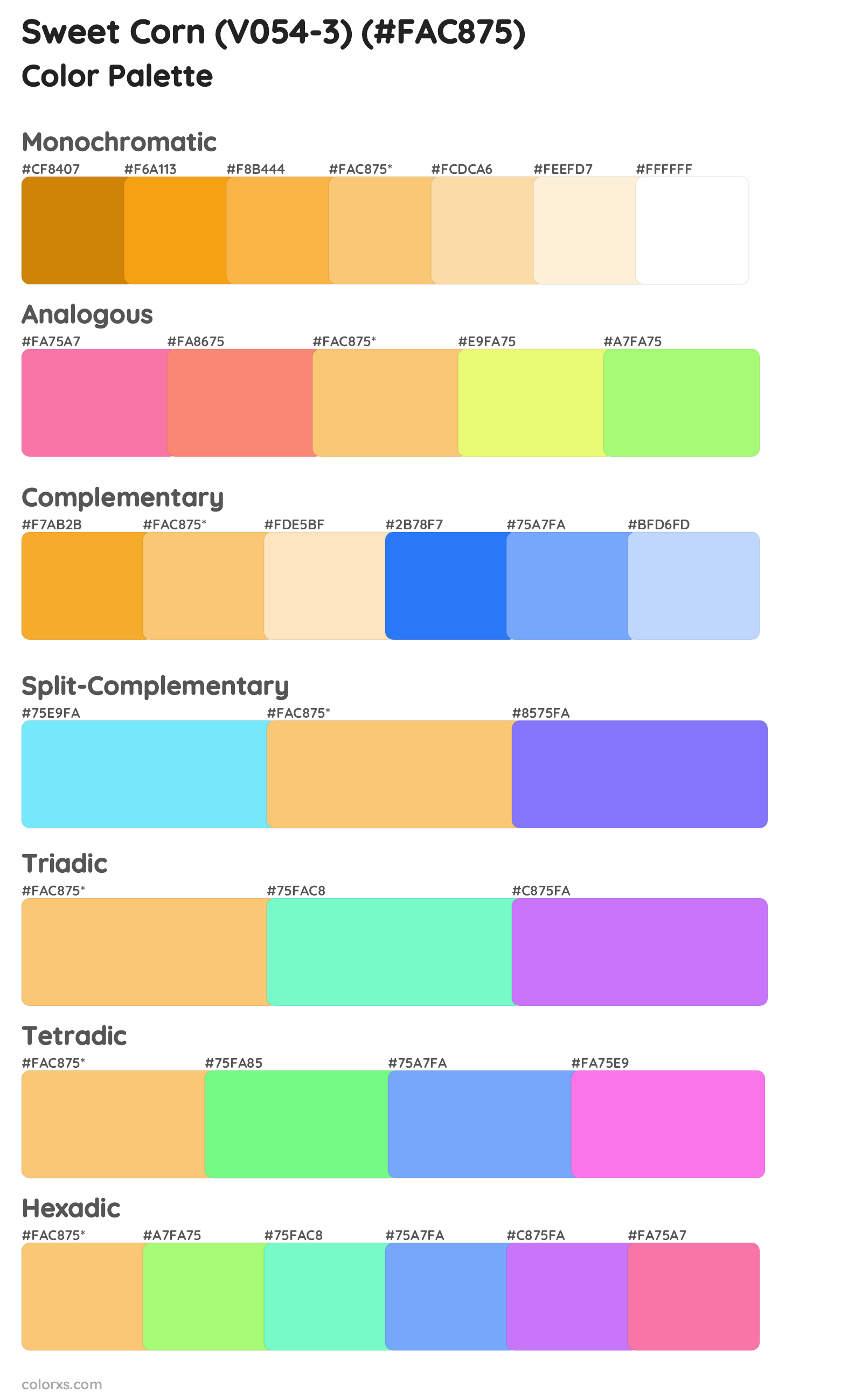 Sweet Corn (V054-3) Color Scheme Palettes