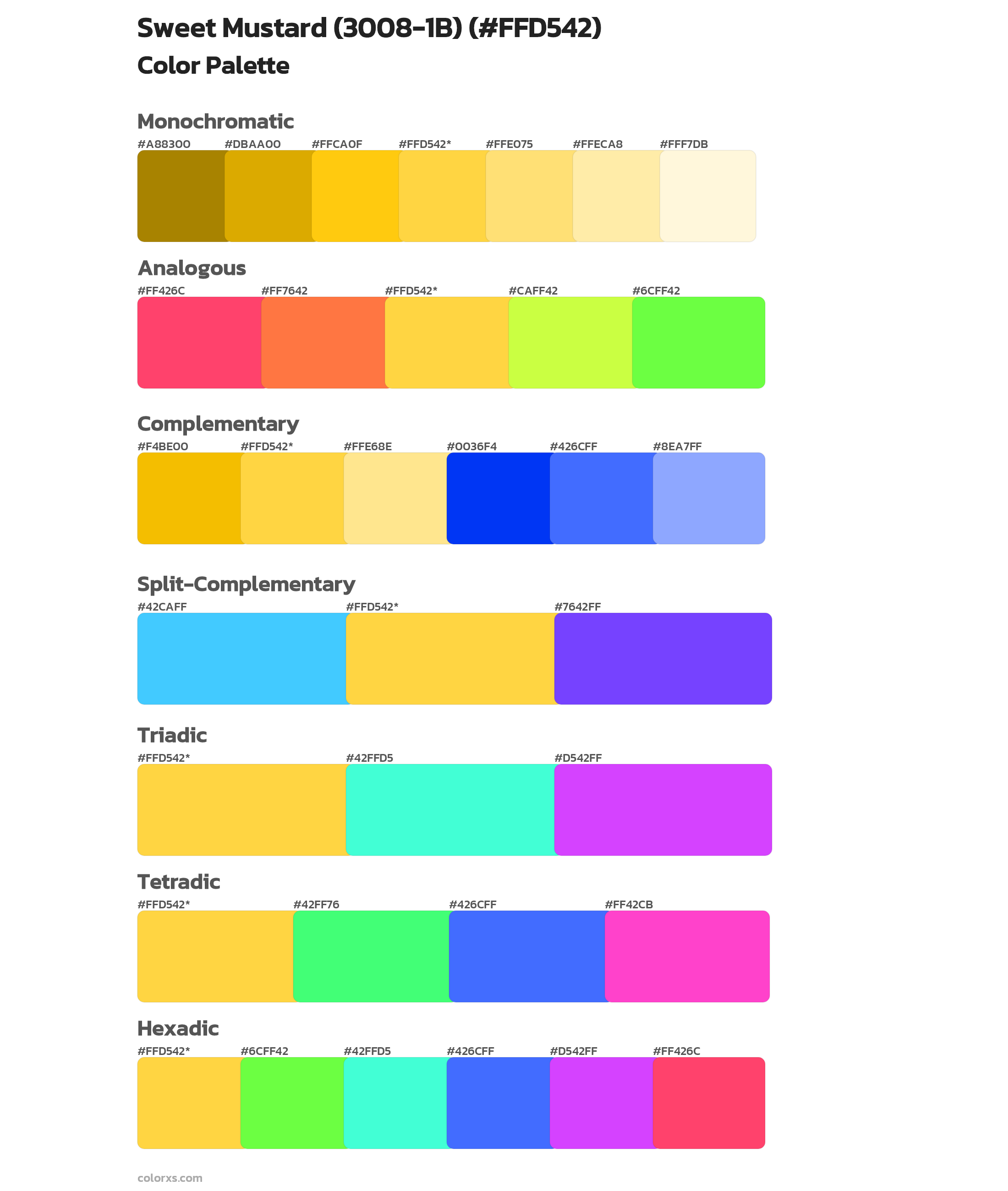 Sweet Mustard (3008-1B) Color Scheme Palettes