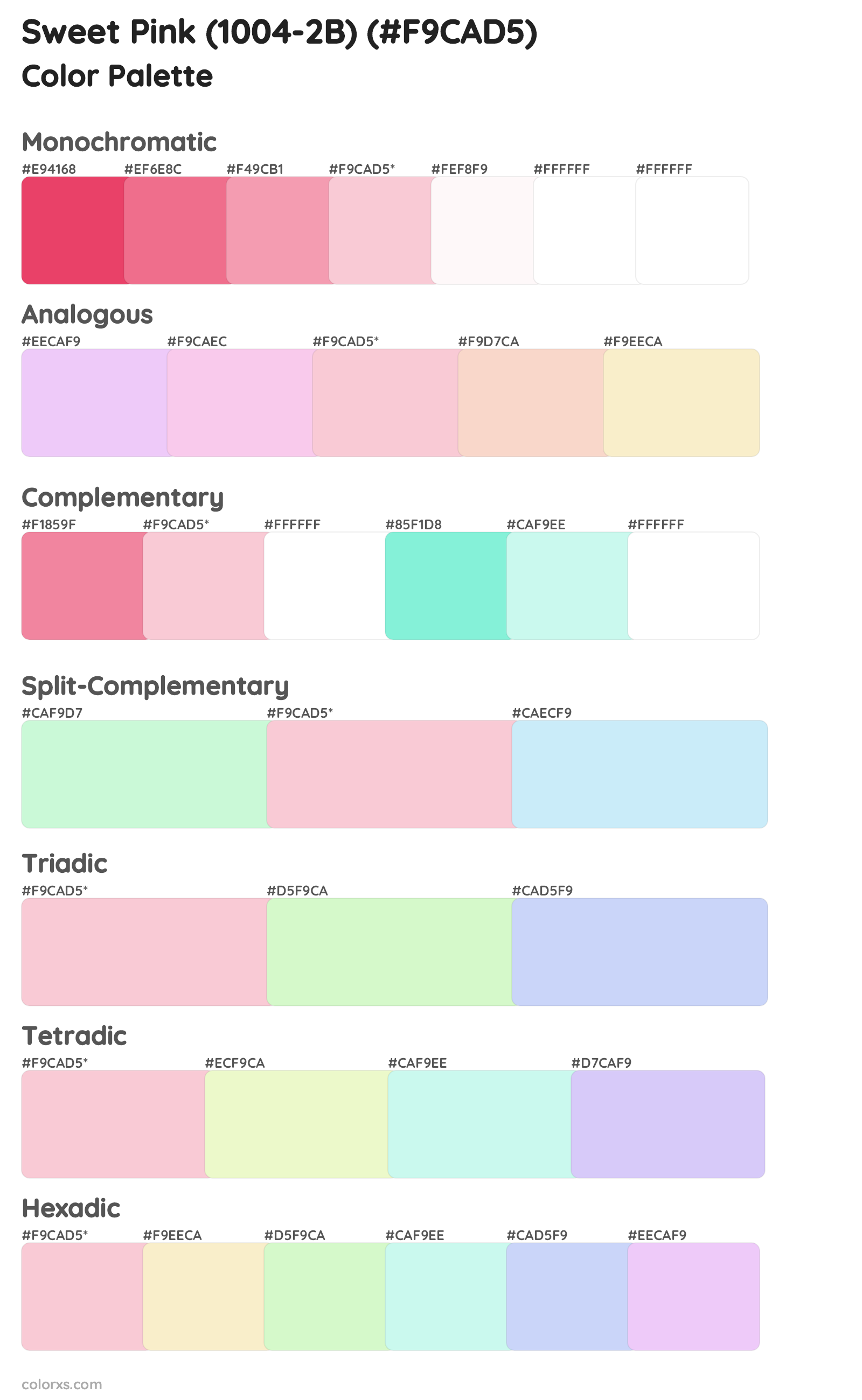 Sweet Pink (1004-2B) Color Scheme Palettes