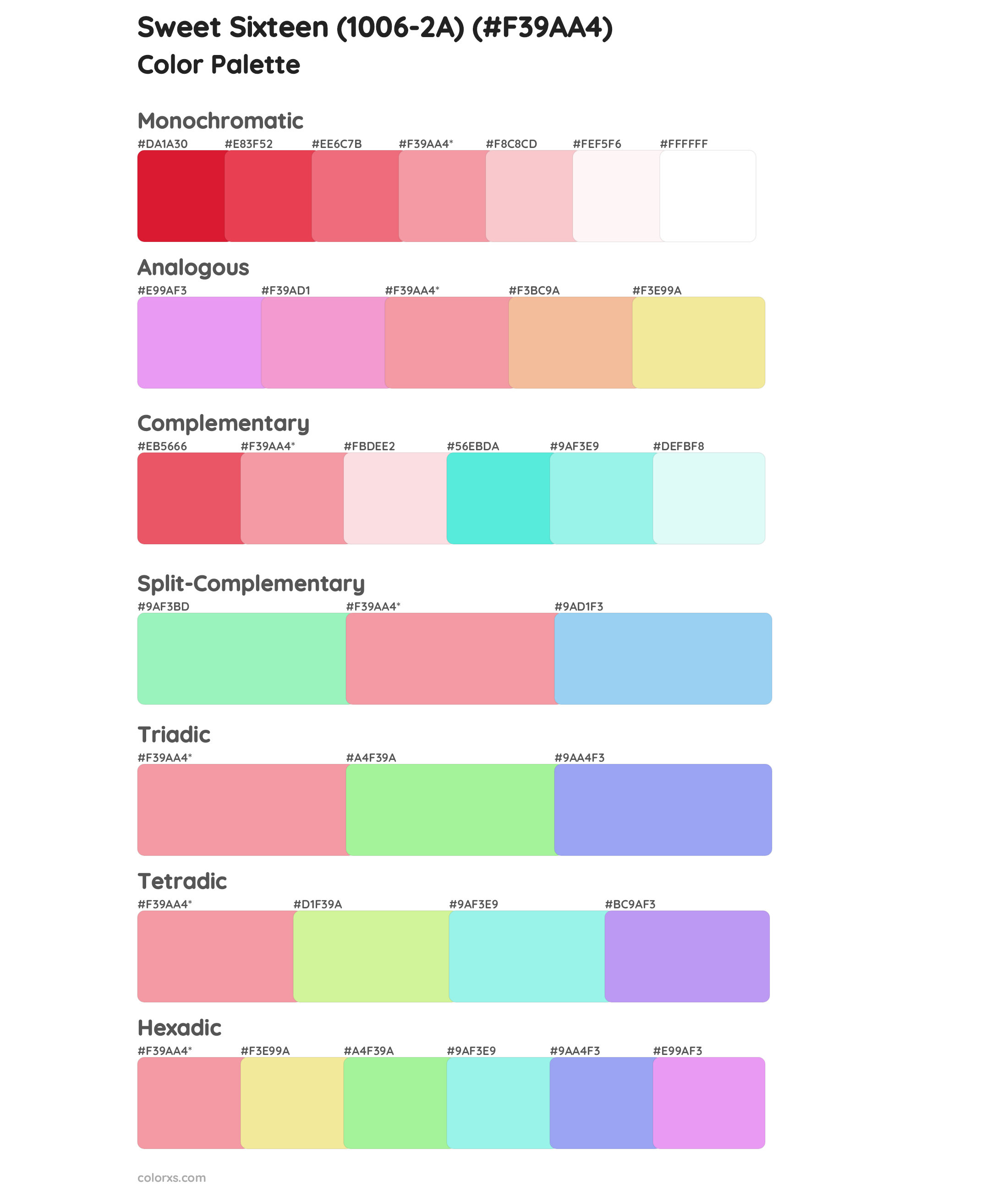 Sweet Sixteen (1006-2A) Color Scheme Palettes