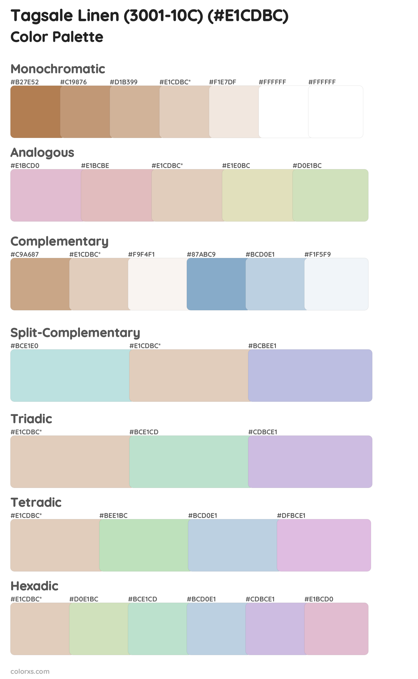 Tagsale Linen (3001-10C) Color Scheme Palettes