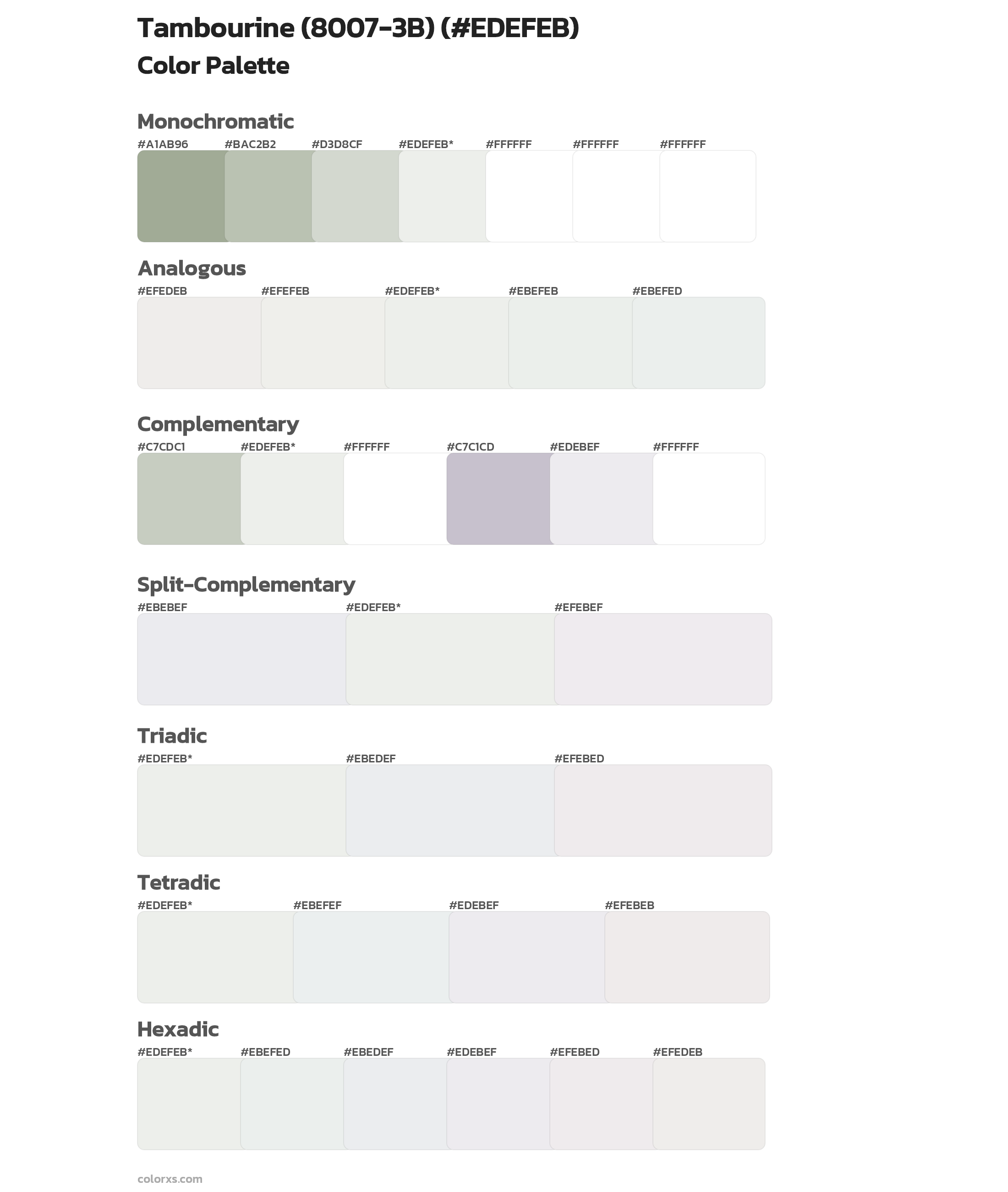 Tambourine (8007-3B) Color Scheme Palettes