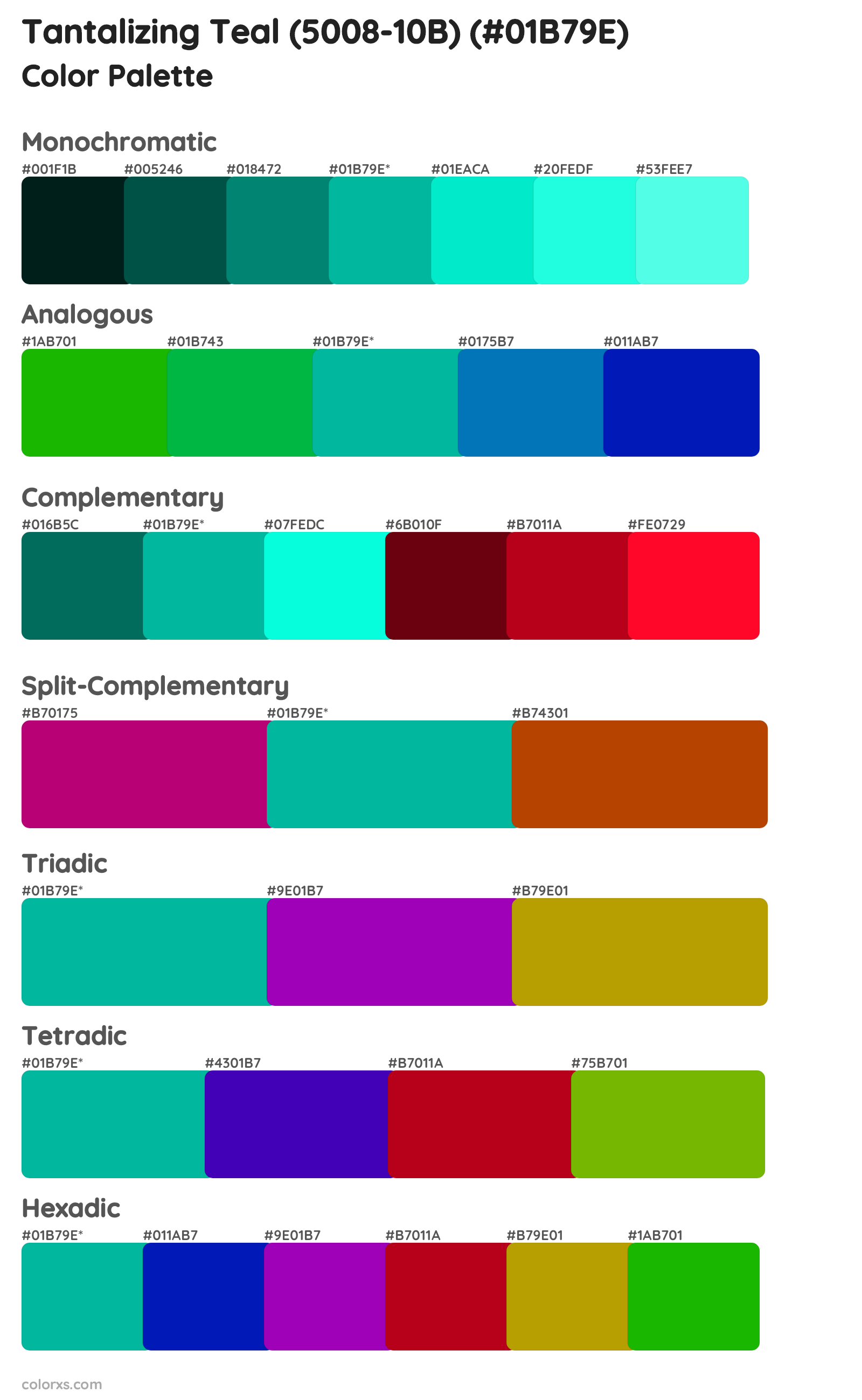 Tantalizing Teal (5008-10B) Color Scheme Palettes