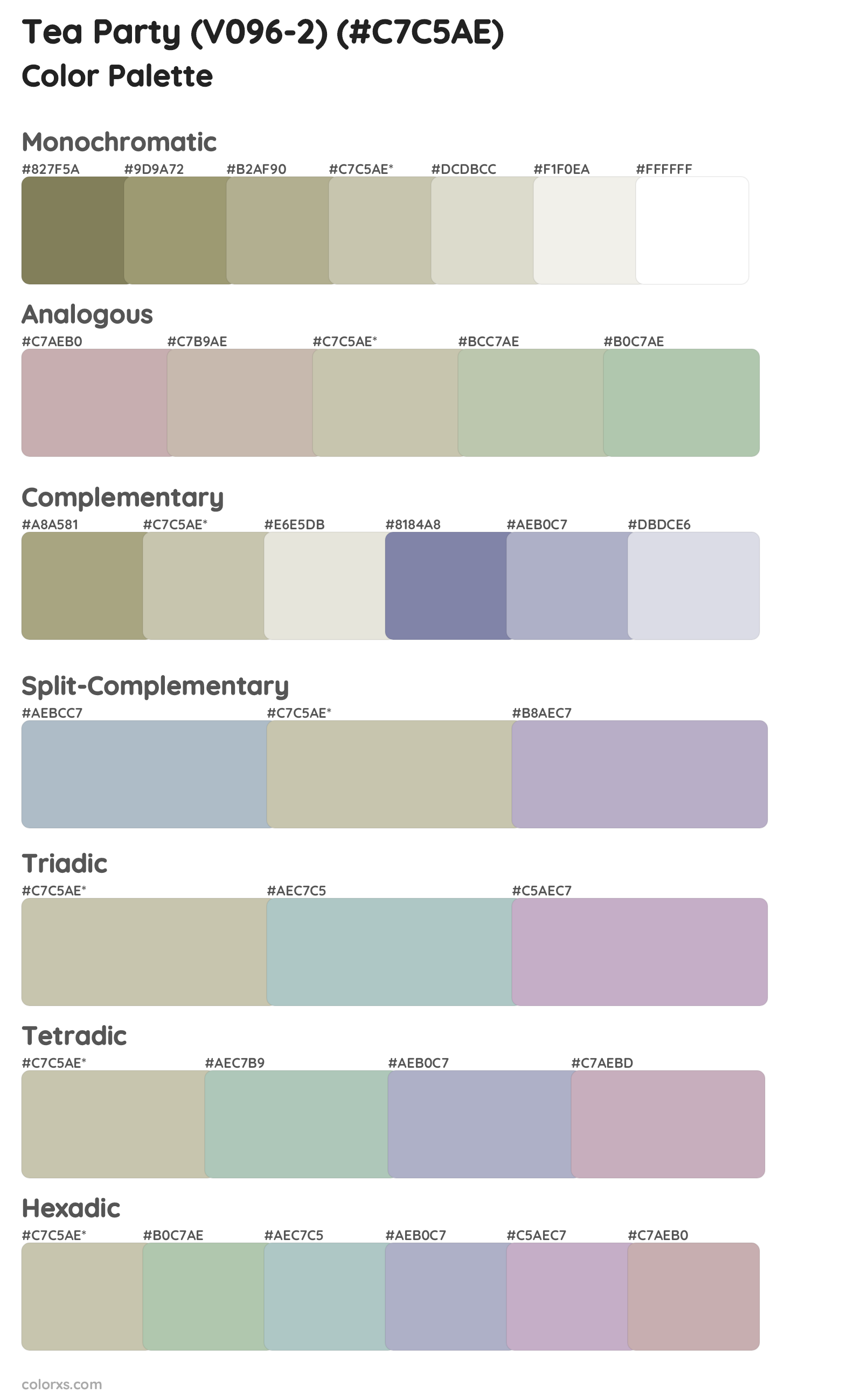 Tea Party (V096-2) Color Scheme Palettes