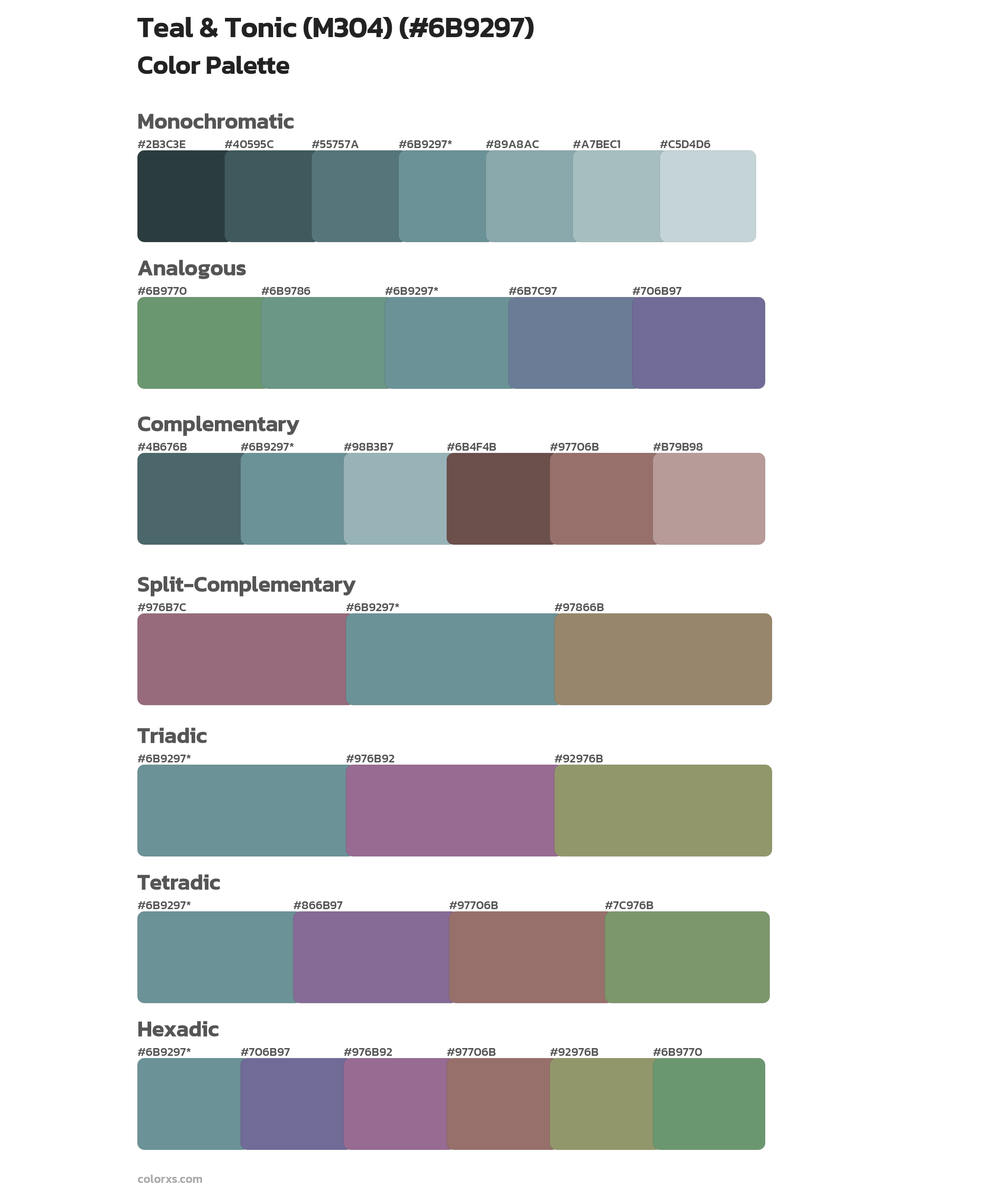 Teal & Tonic (M304) Color Scheme Palettes