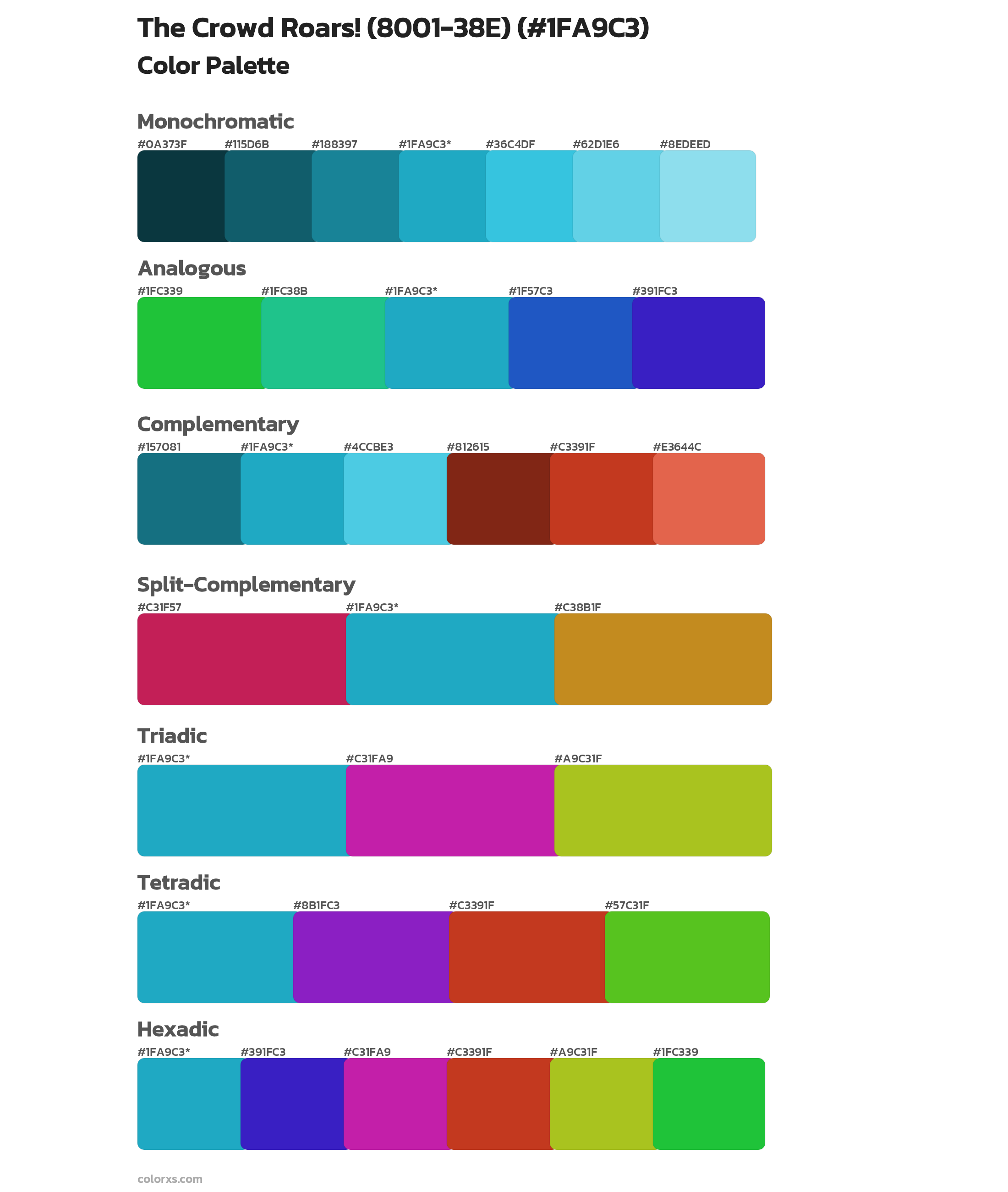 The Crowd Roars! (8001-38E) Color Scheme Palettes