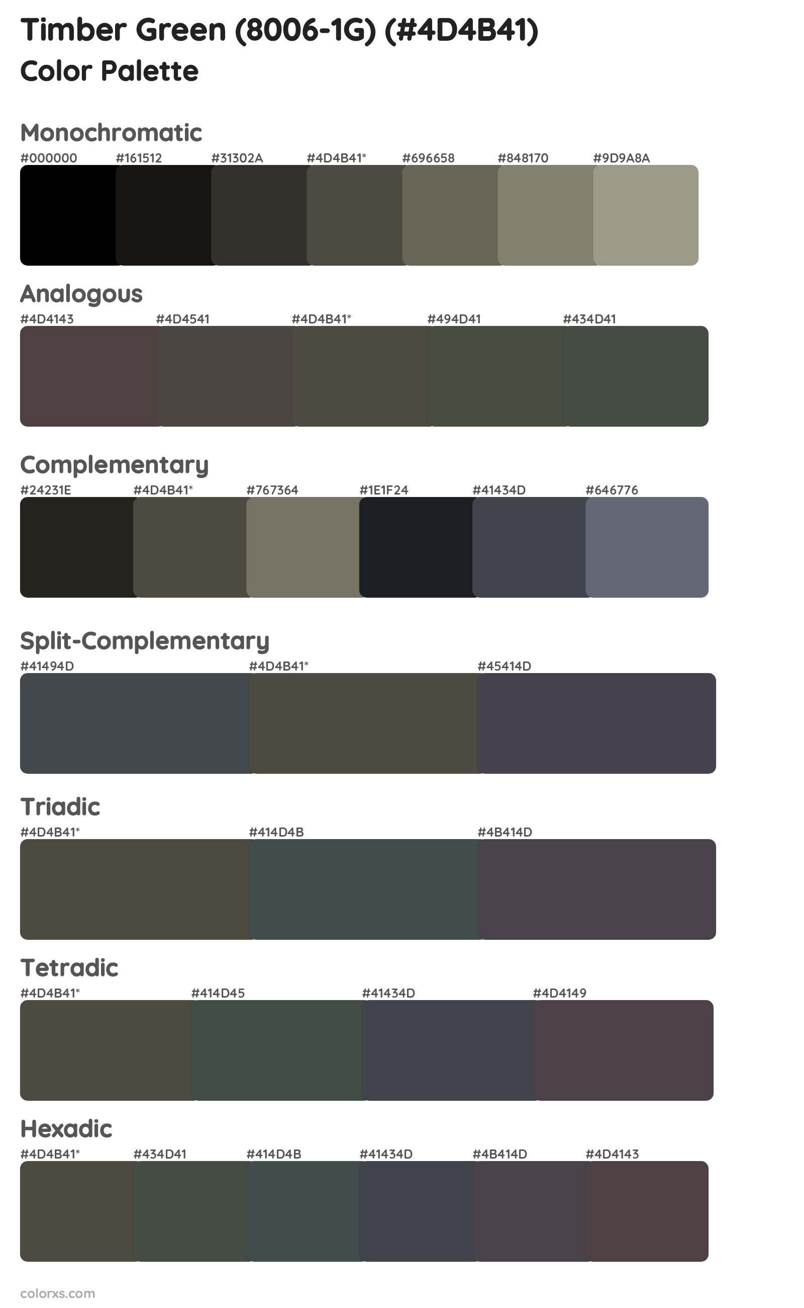 Timber Green (8006-1G) Color Scheme Palettes
