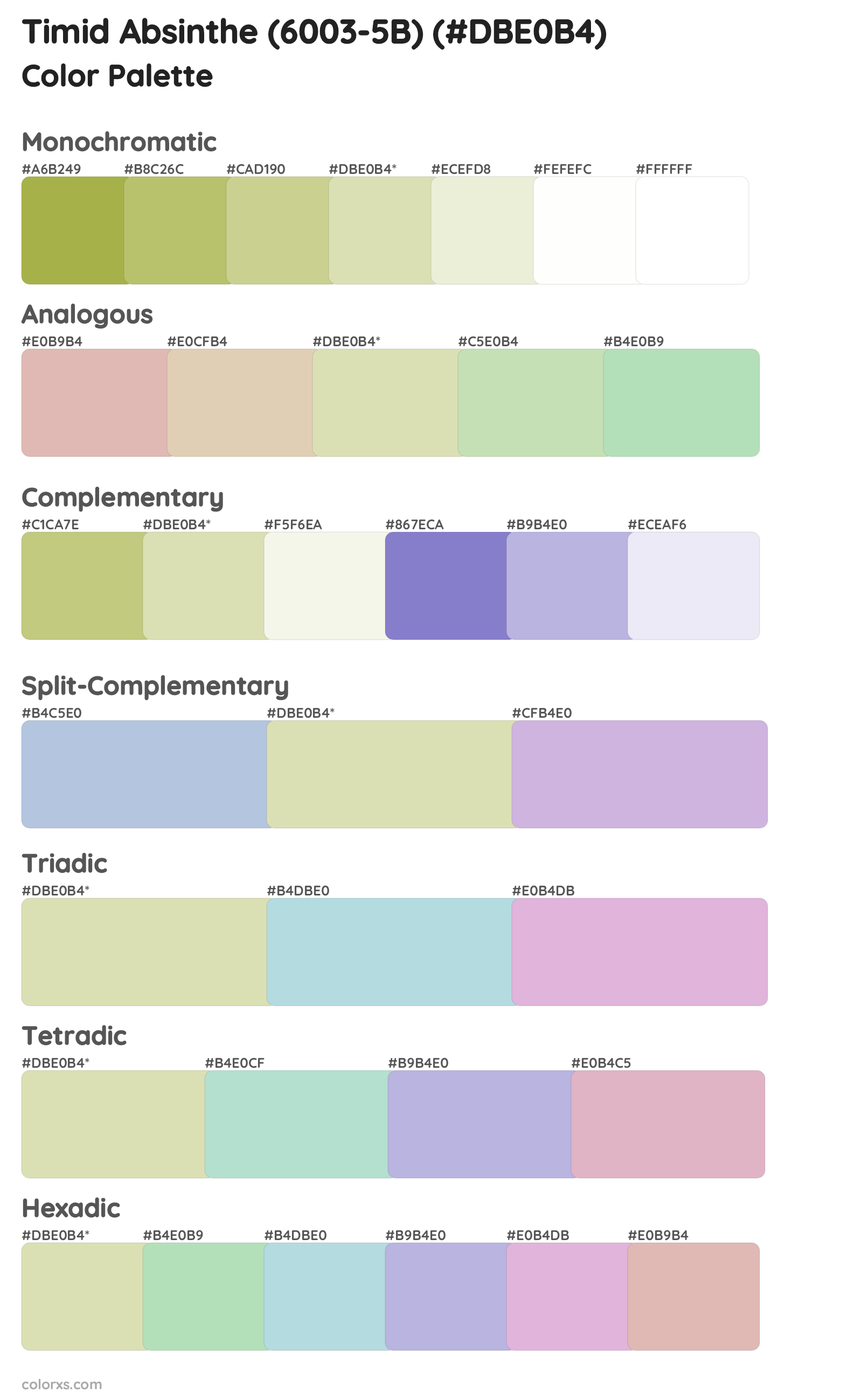Timid Absinthe (6003-5B) Color Scheme Palettes