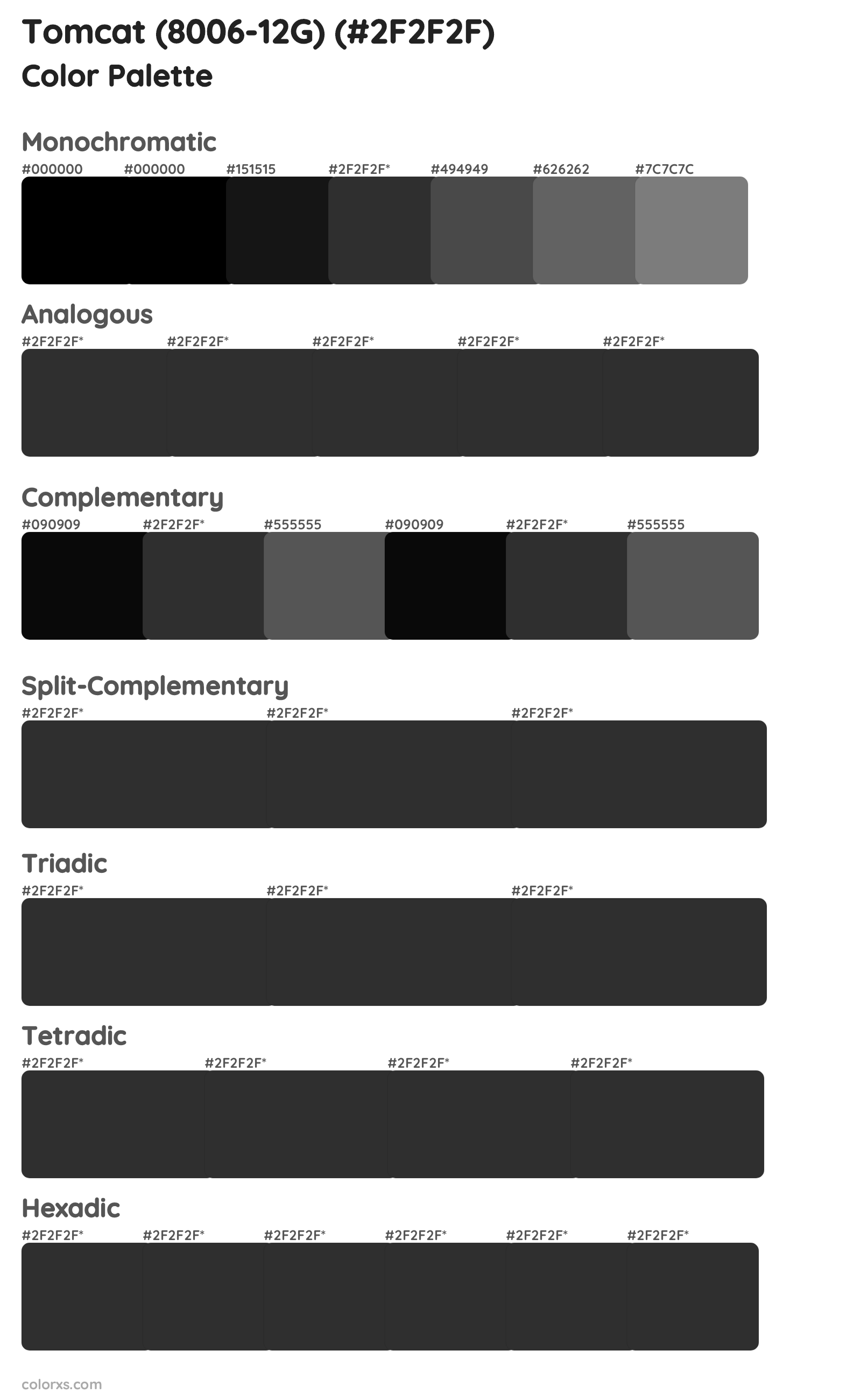 Tomcat (8006-12G) Color Scheme Palettes