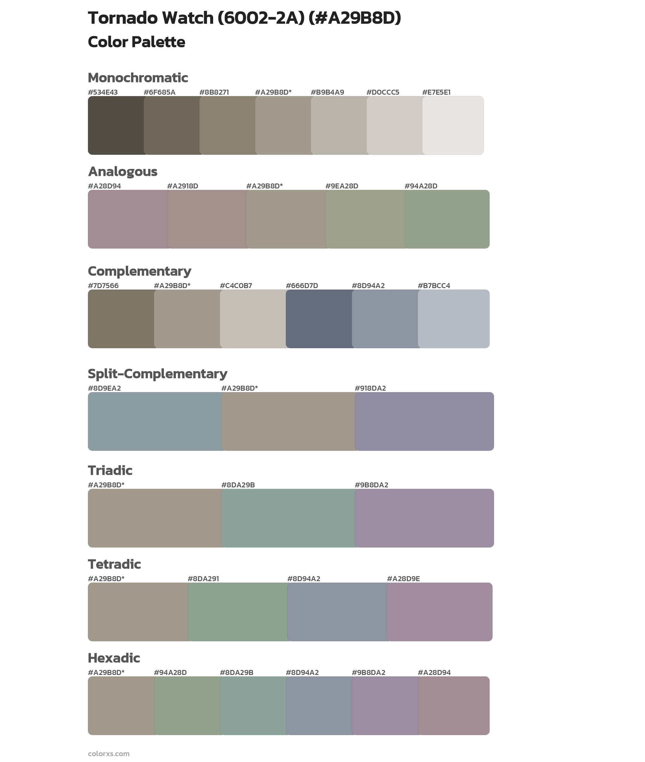 Tornado Watch (6002-2A) Color Scheme Palettes