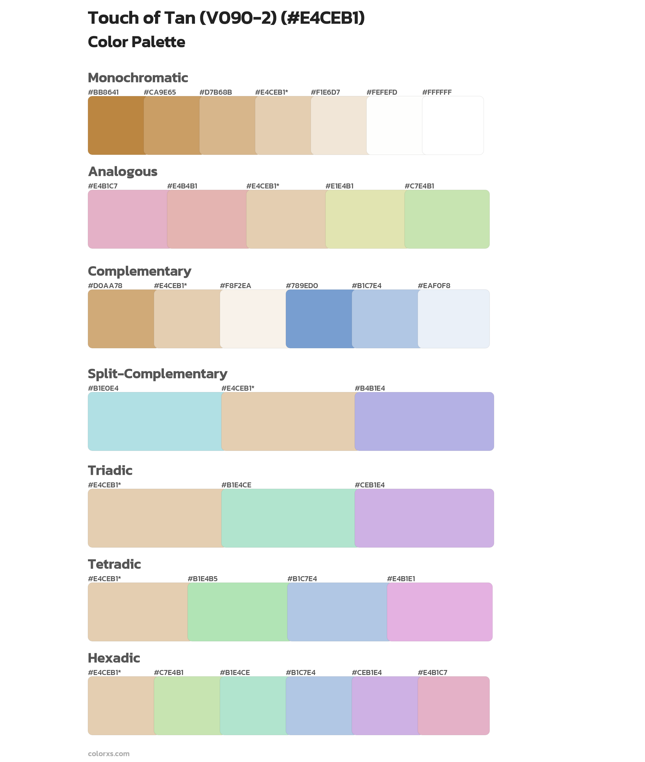 Touch of Tan (V090-2) Color Scheme Palettes