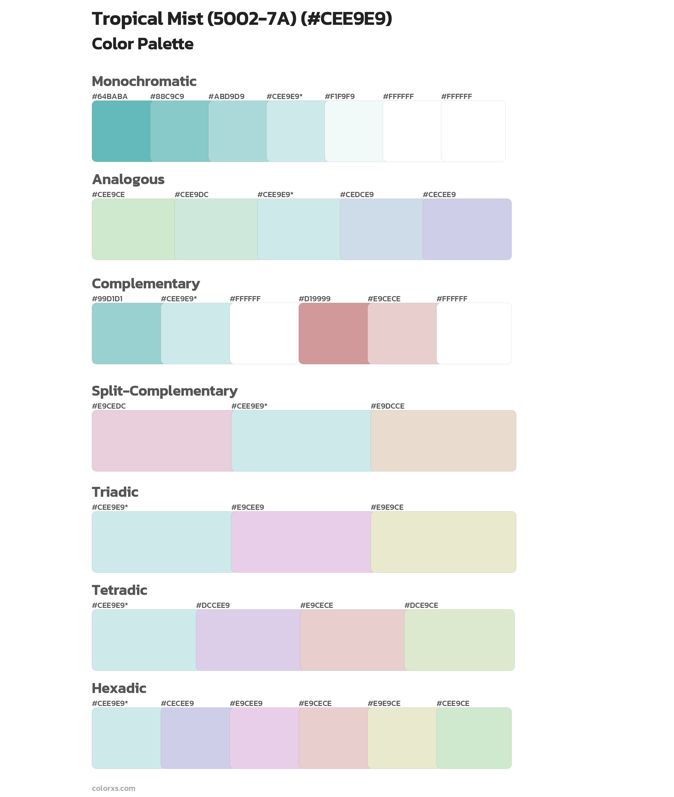 Tropical Mist (5002-7A) Color Scheme Palettes