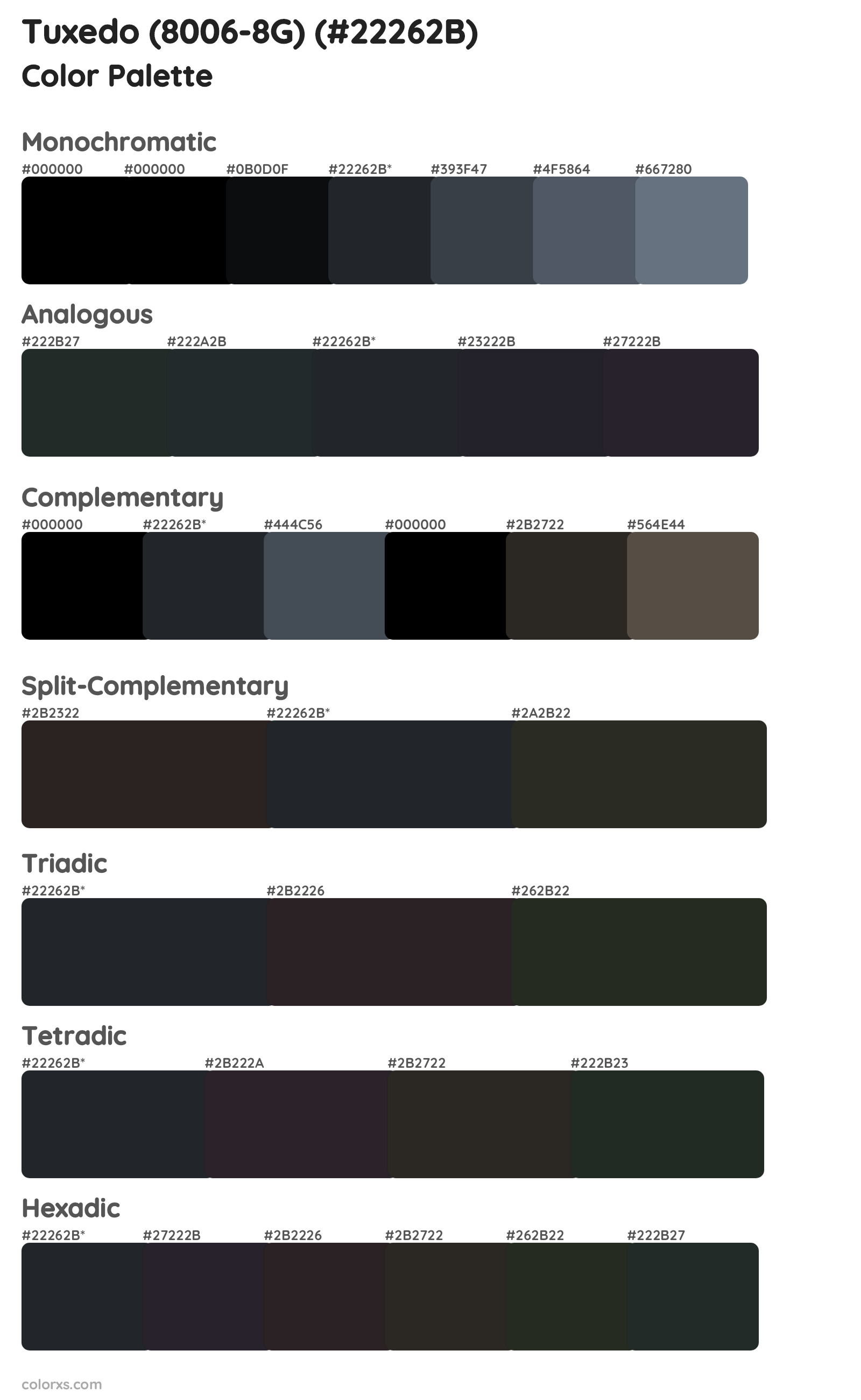 Tuxedo (8006-8G) Color Scheme Palettes