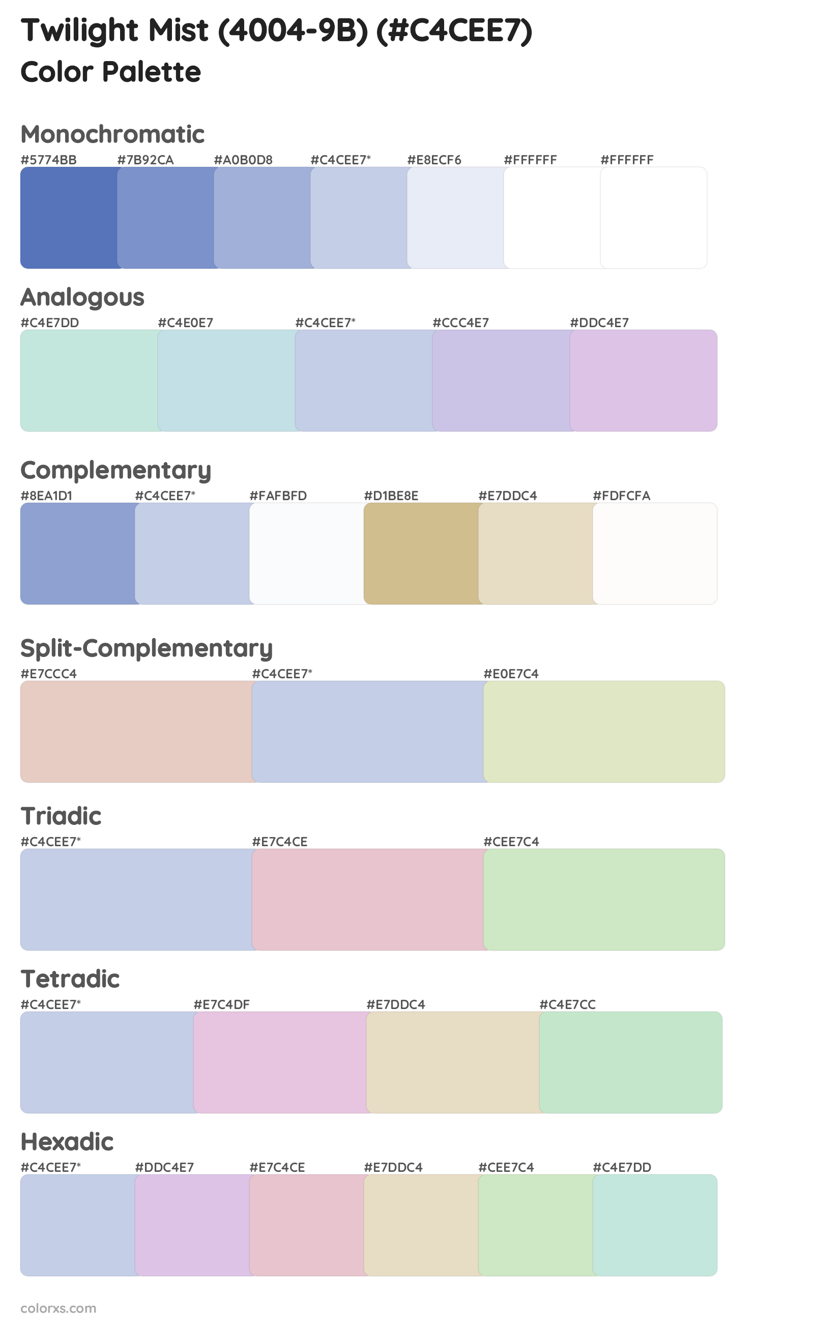 Twilight Mist (4004-9B) Color Scheme Palettes