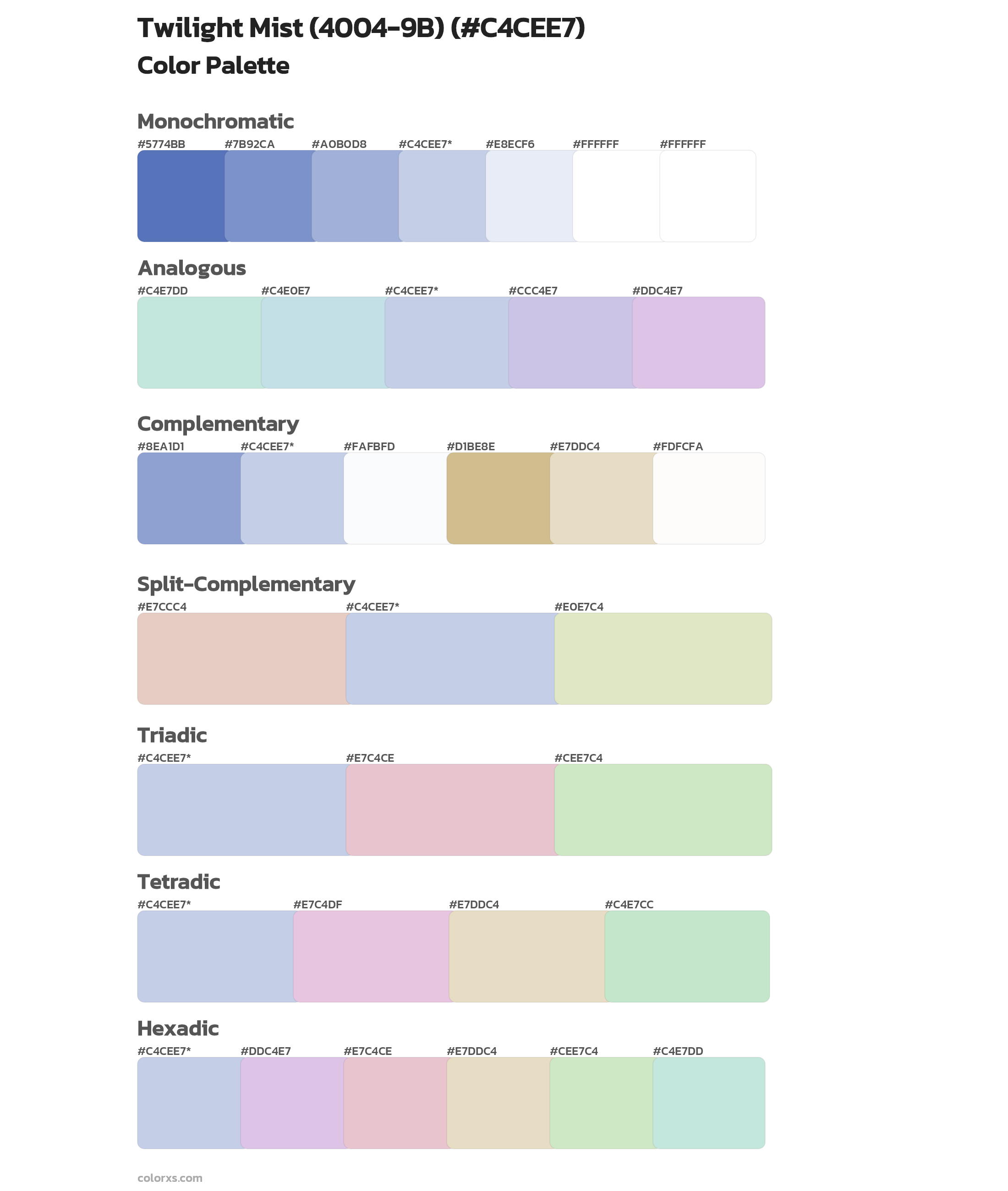 Twilight Mist (4004-9B) Color Scheme Palettes
