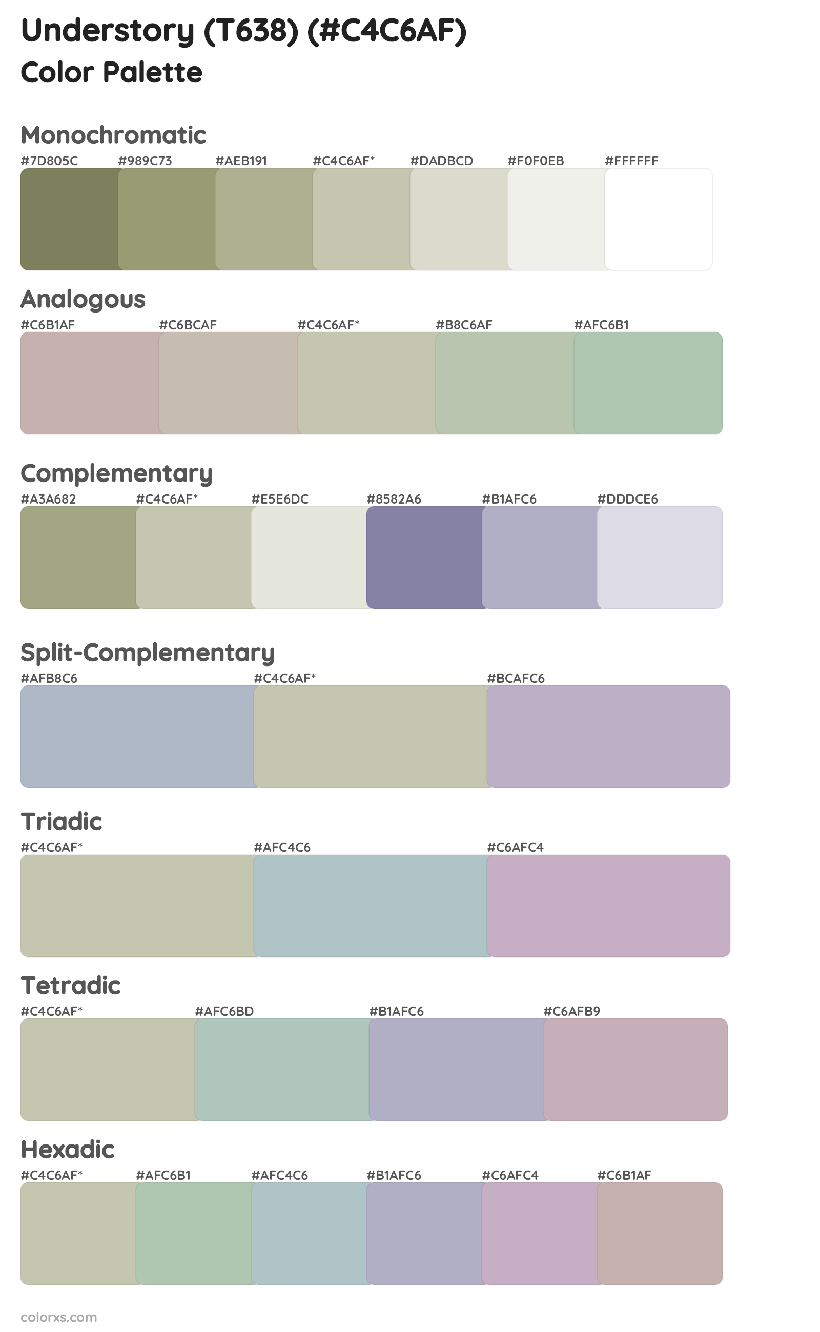 Understory (T638) Color Scheme Palettes