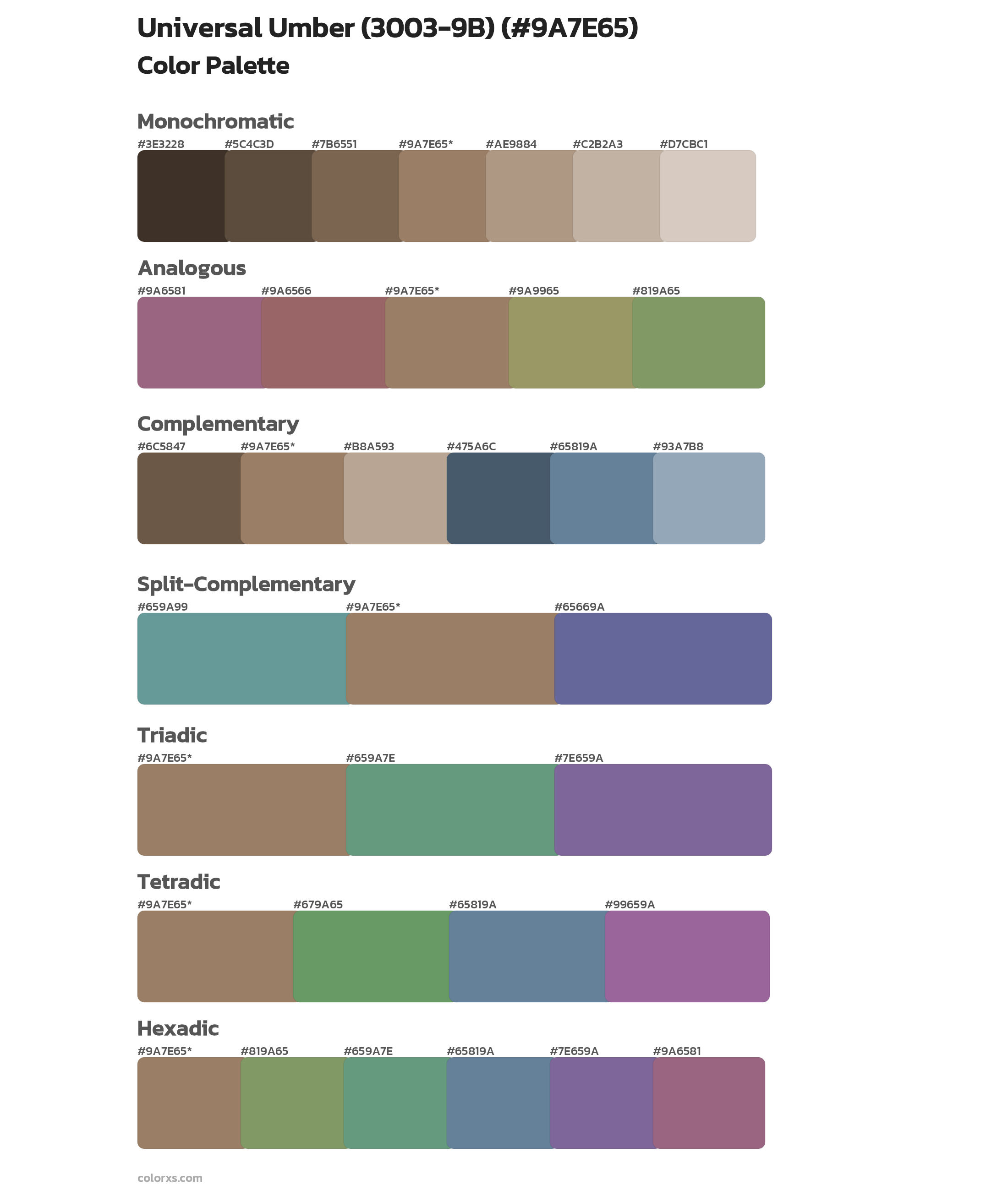 Universal Umber (3003-9B) Color Scheme Palettes