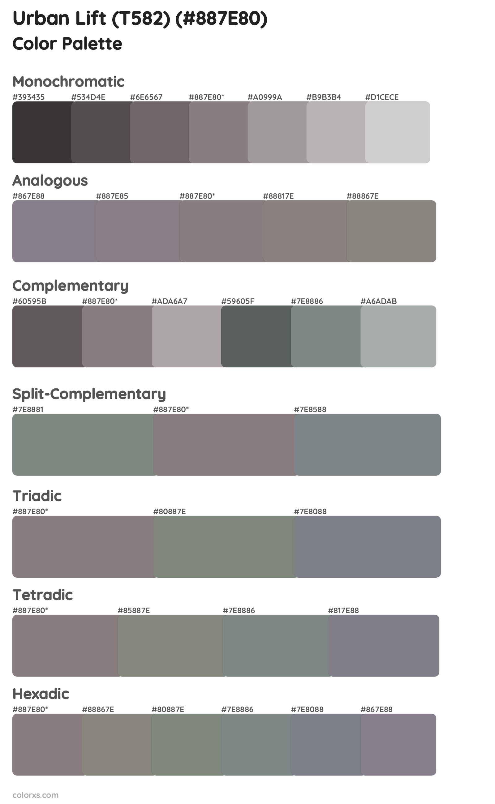 Urban Lift (T582) Color Scheme Palettes