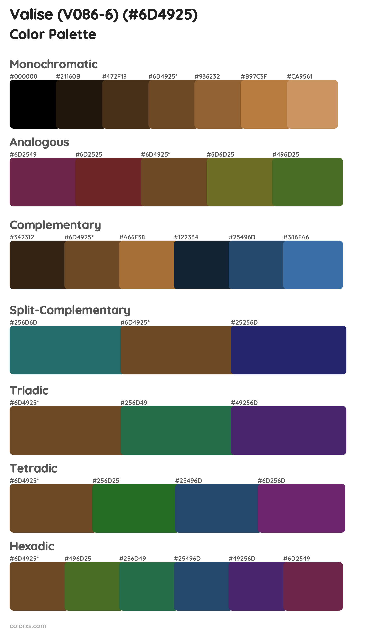 Valise (V086-6) Color Scheme Palettes