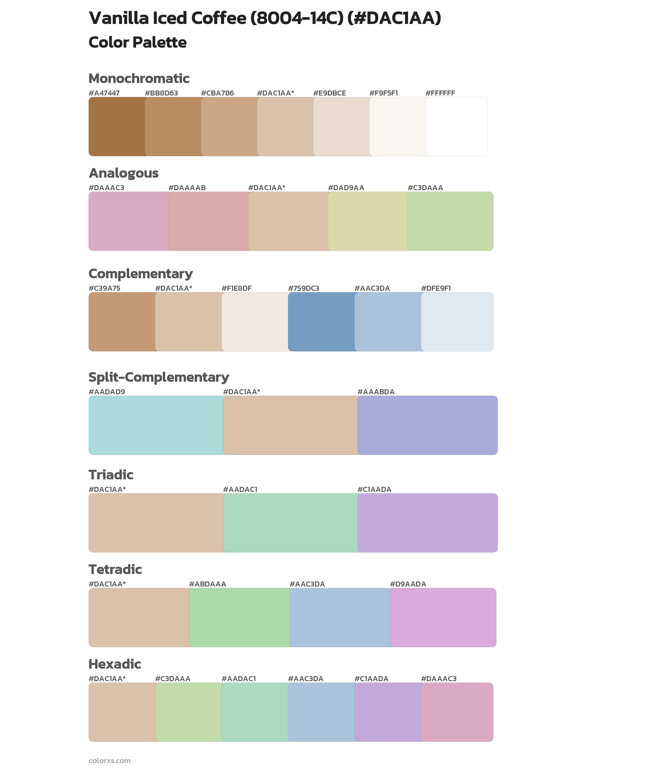Vanilla Iced Coffee (8004-14C) Color Scheme Palettes