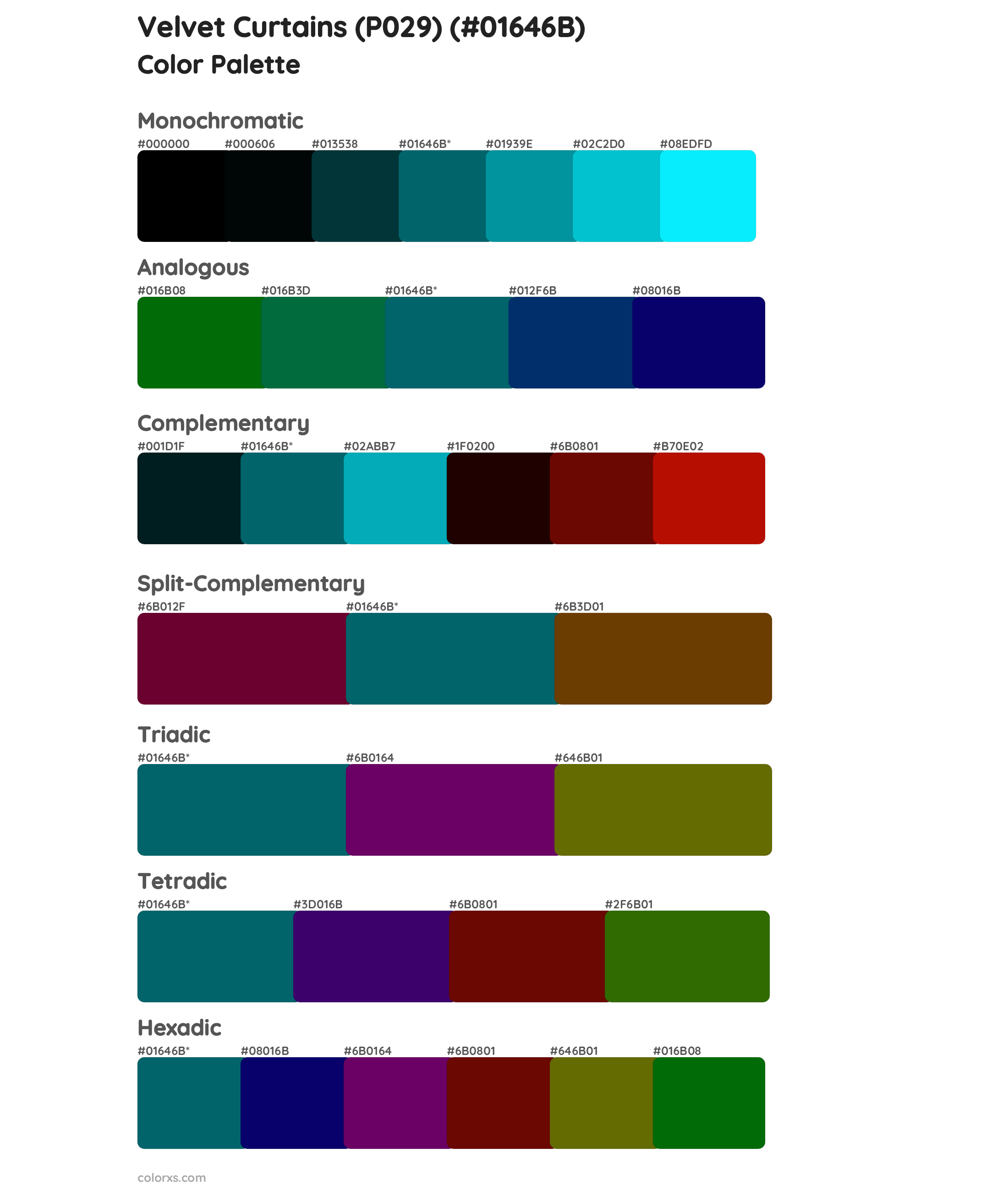 Velvet Curtains (P029) Color Scheme Palettes