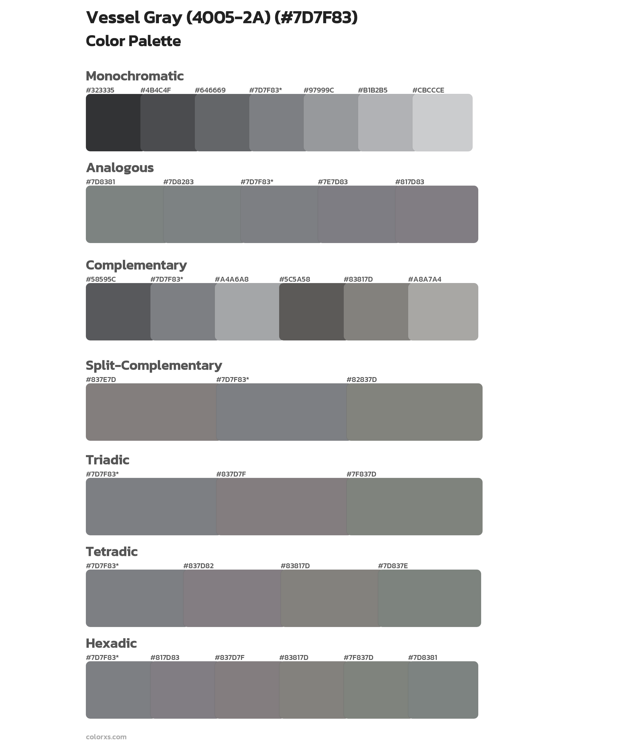 Vessel Gray (4005-2A) Color Scheme Palettes