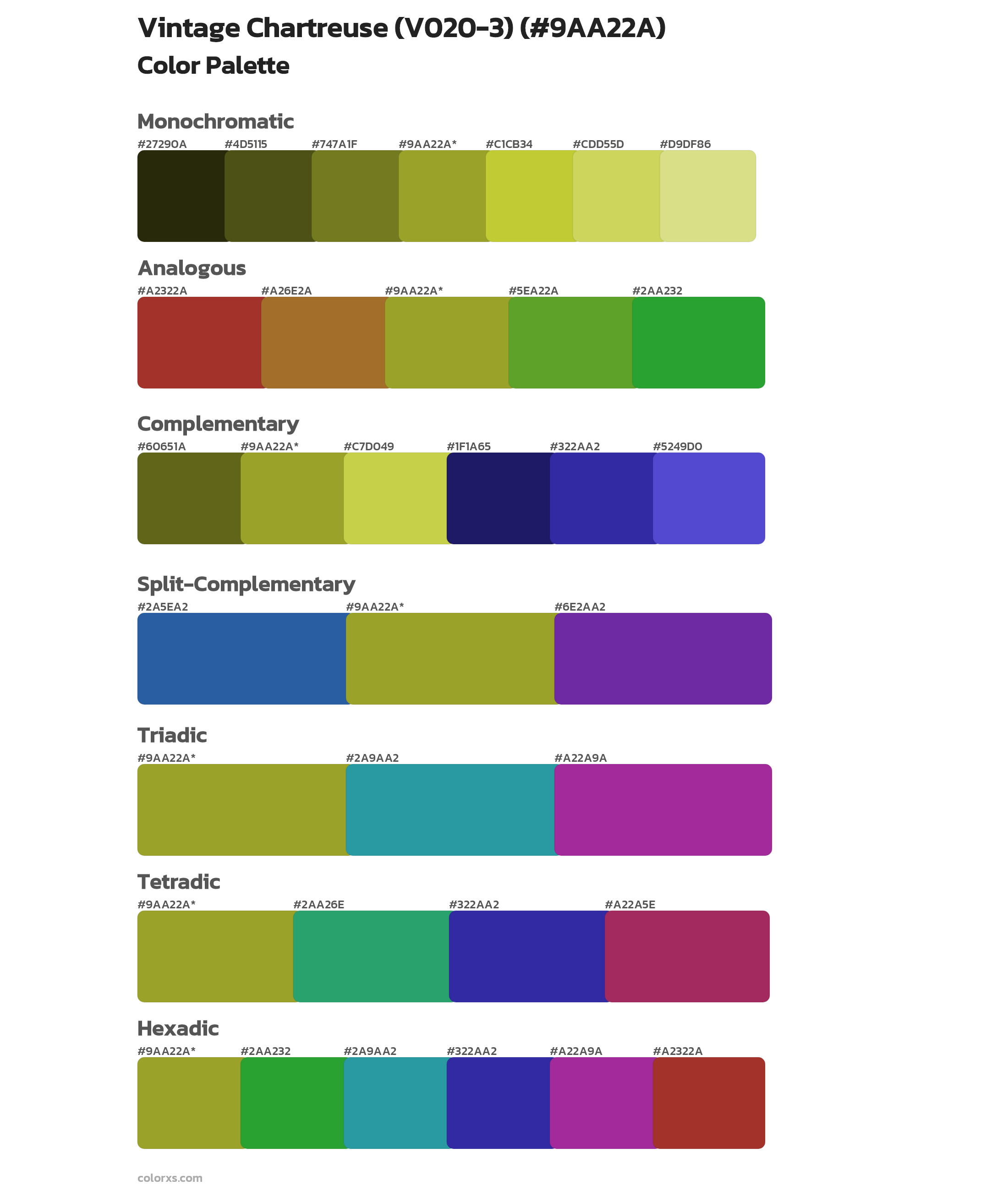 Vintage Chartreuse (V020-3) Color Scheme Palettes