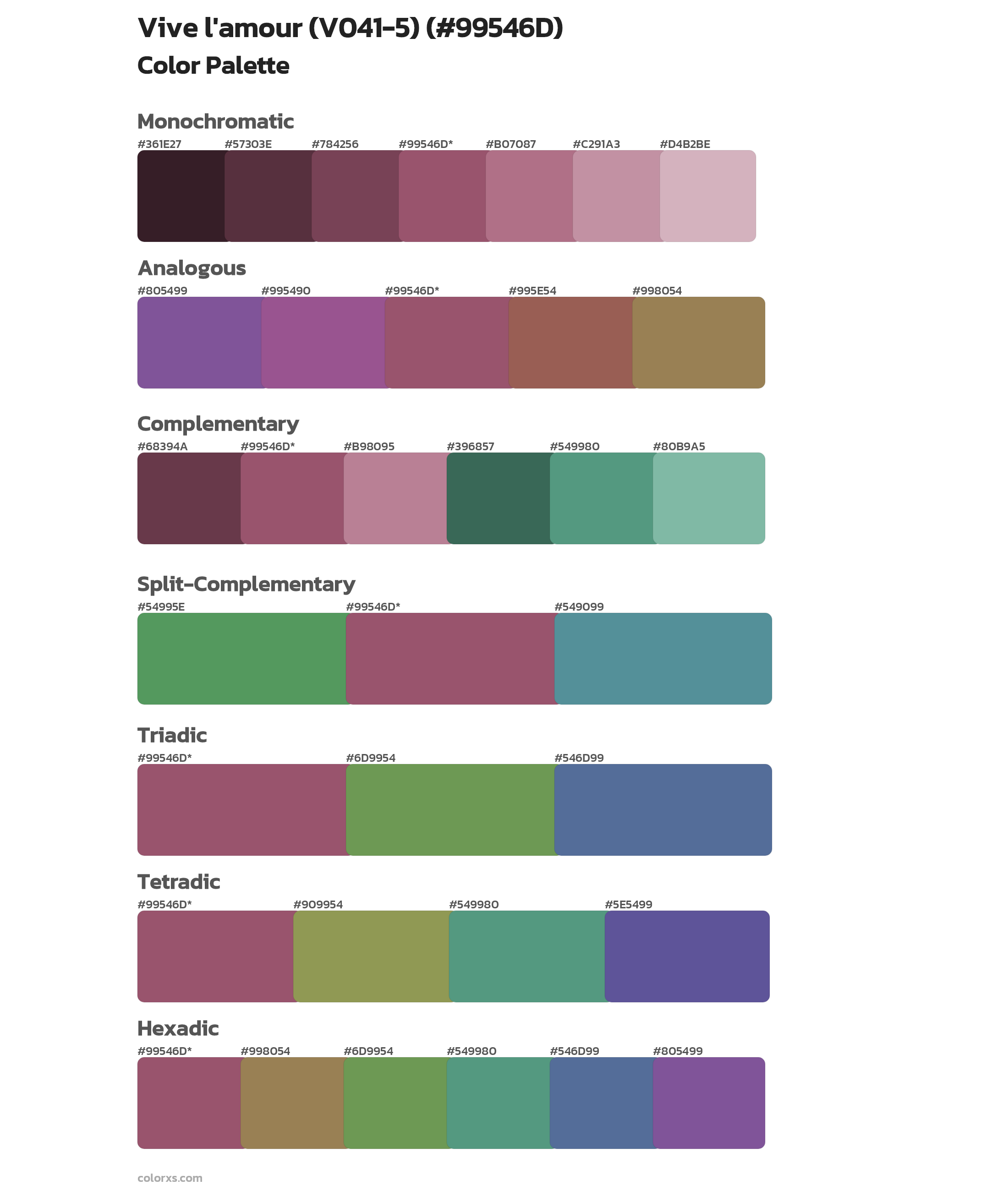 Vive l'amour (V041-5) Color Scheme Palettes