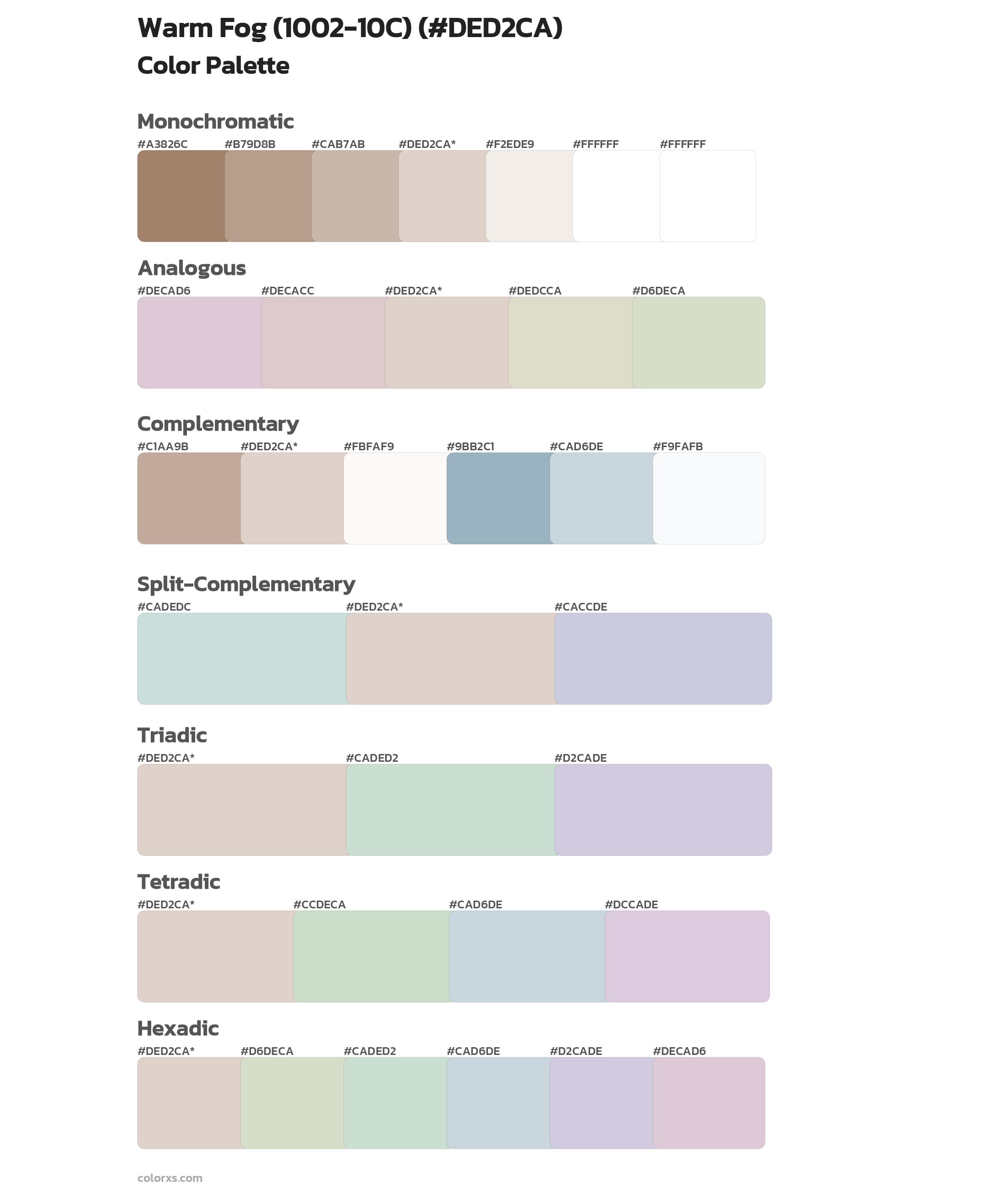 Warm Fog (1002-10C) Color Scheme Palettes