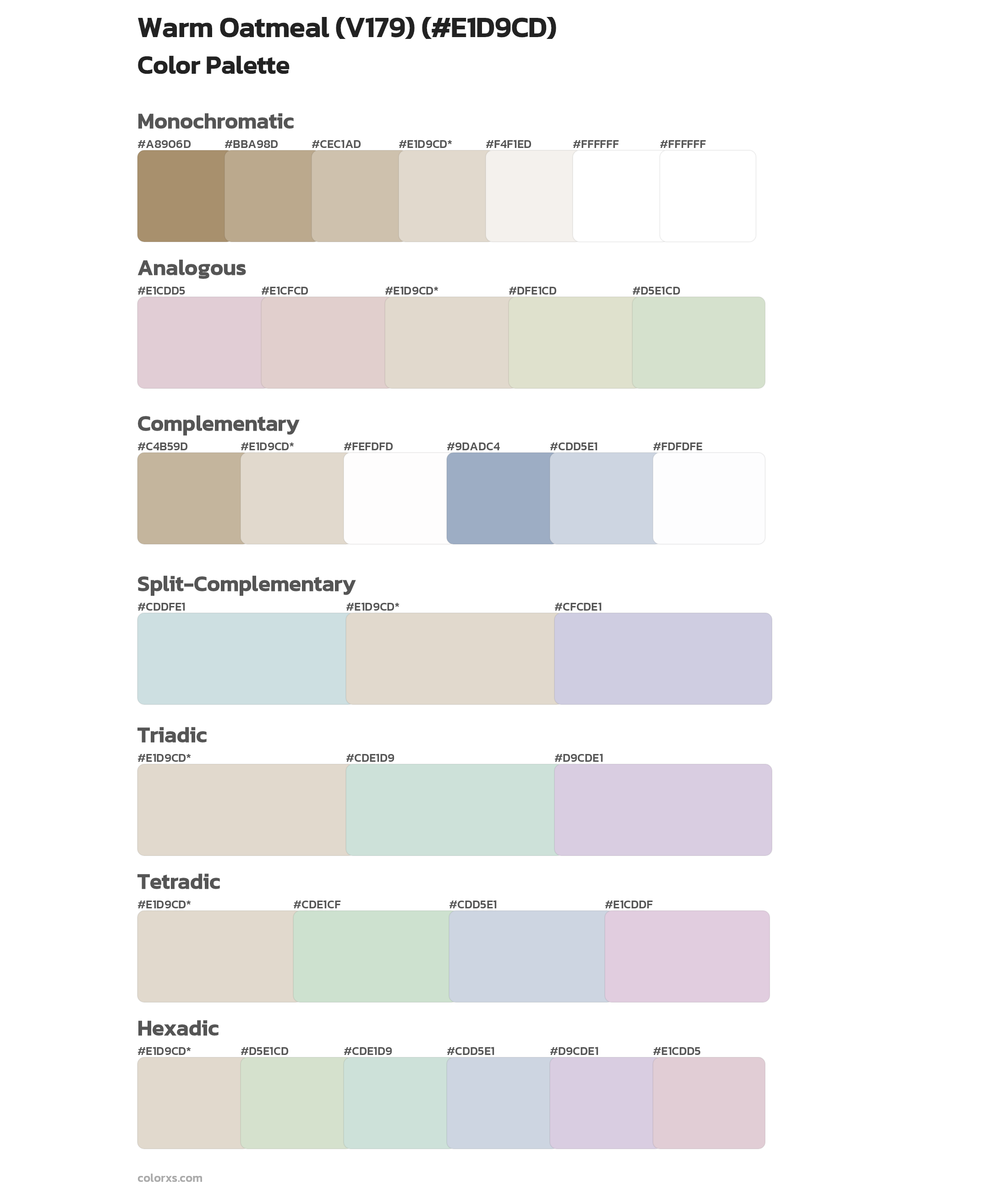 Warm Oatmeal (V179) Color Scheme Palettes