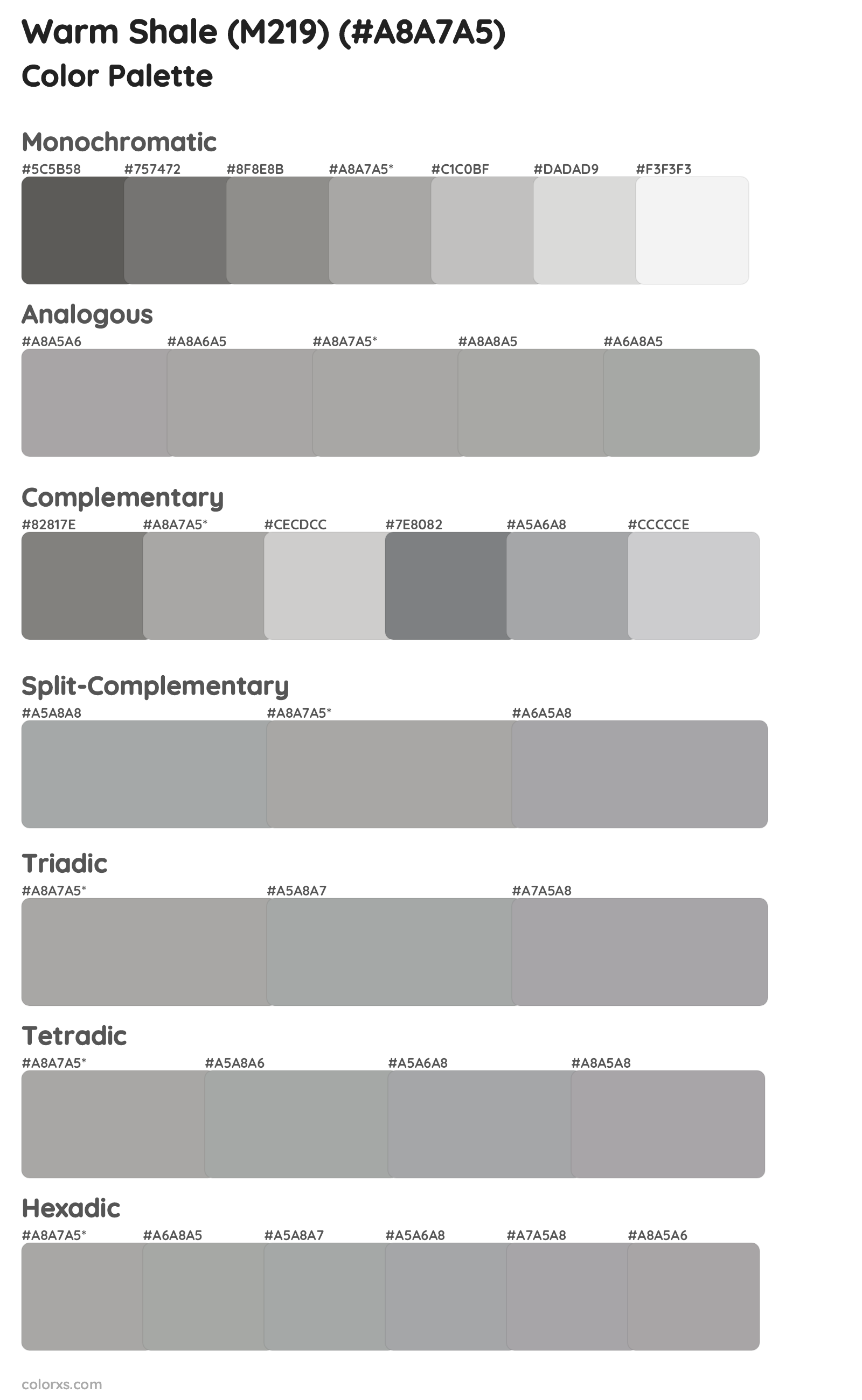 Warm Shale (M219) Color Scheme Palettes