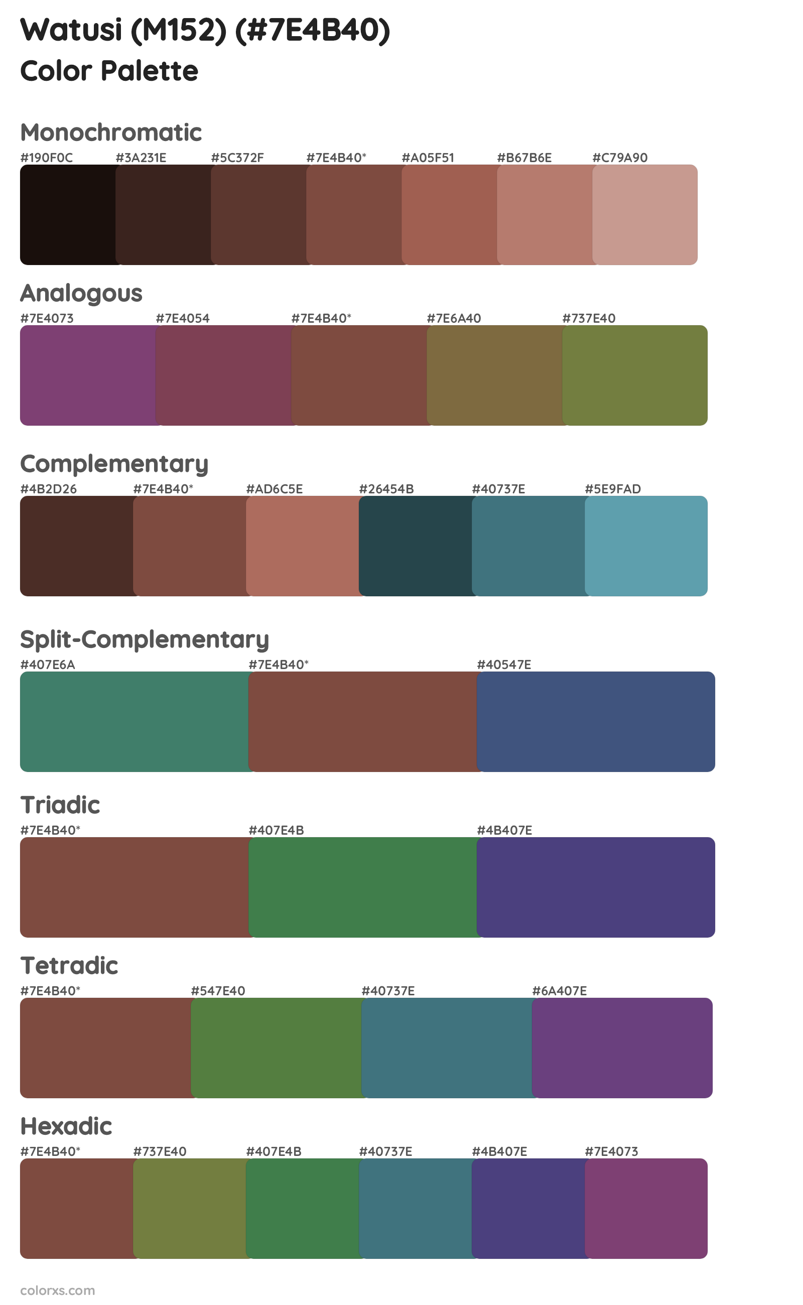 Watusi (M152) Color Scheme Palettes