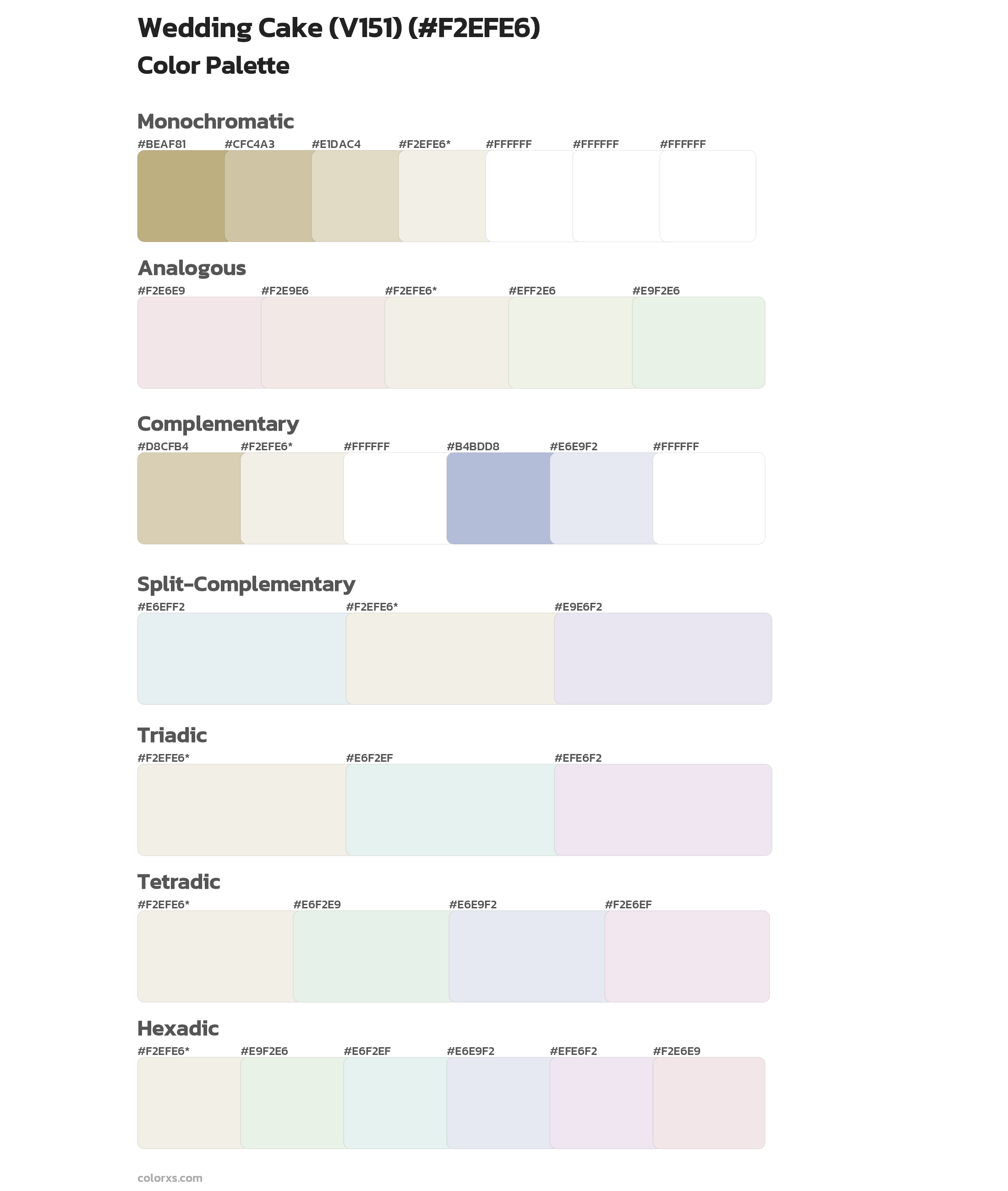 Wedding Cake (V151) Color Scheme Palettes