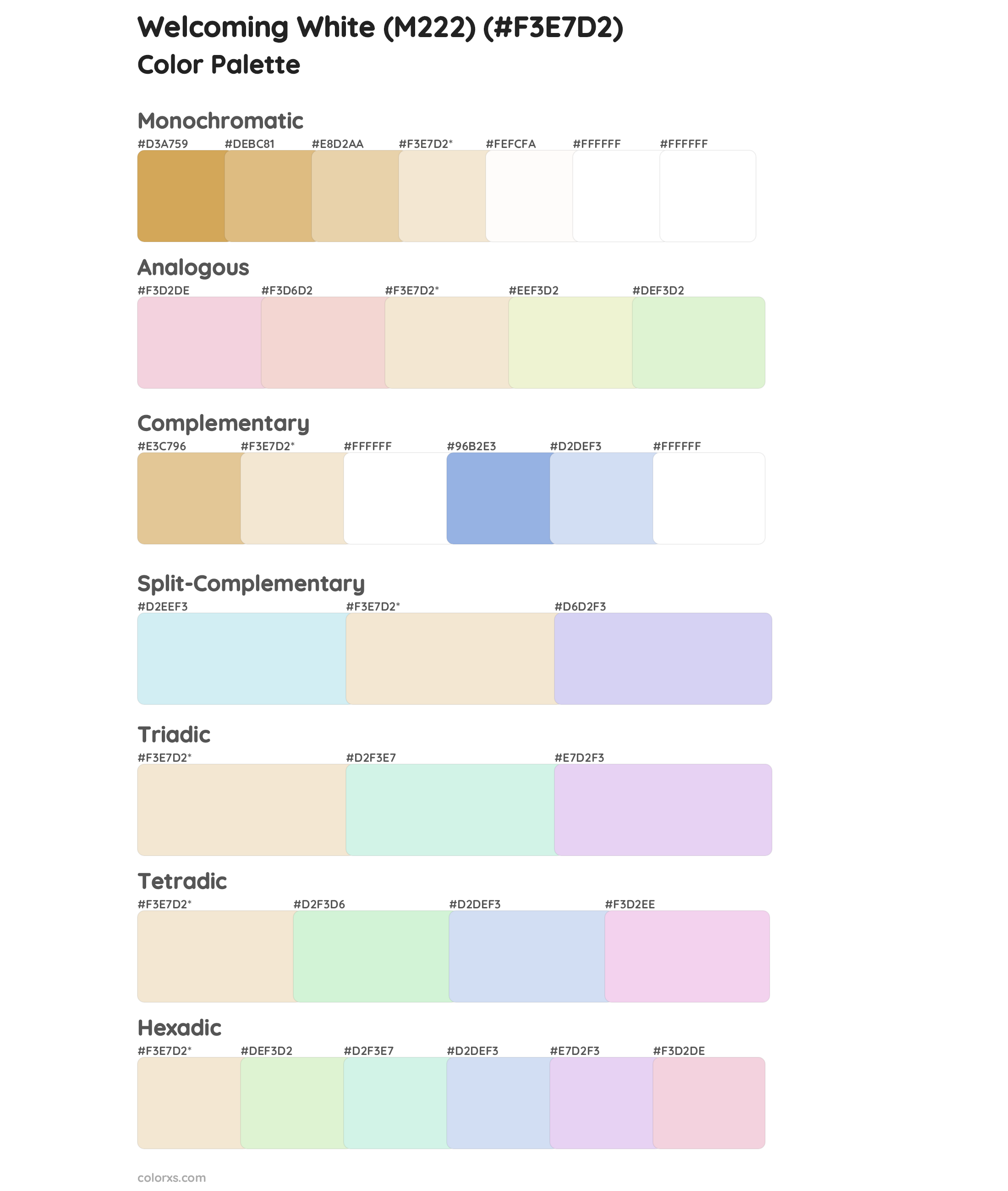 Welcoming White (M222) Color Scheme Palettes