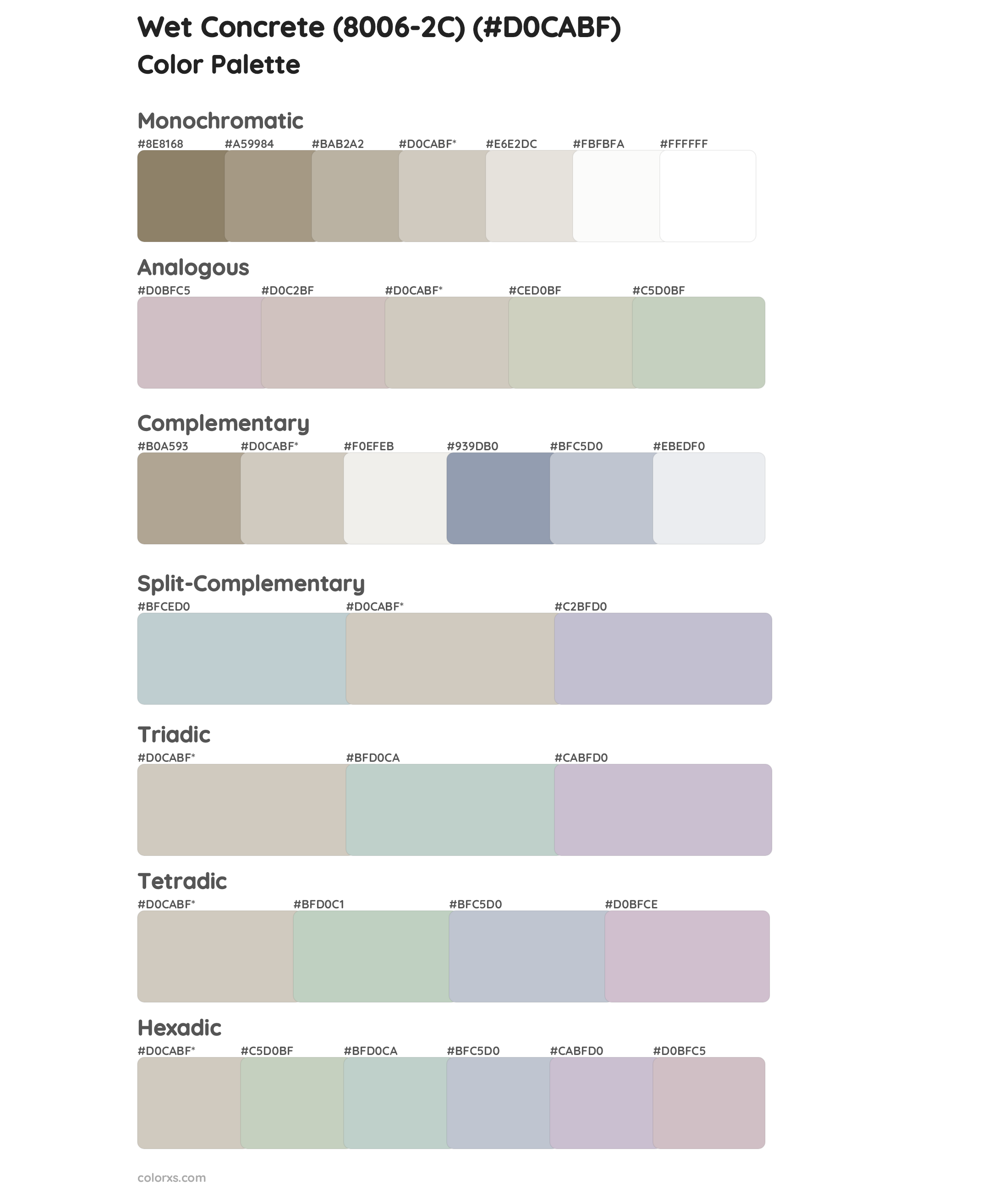 Wet Concrete (8006-2C) Color Scheme Palettes