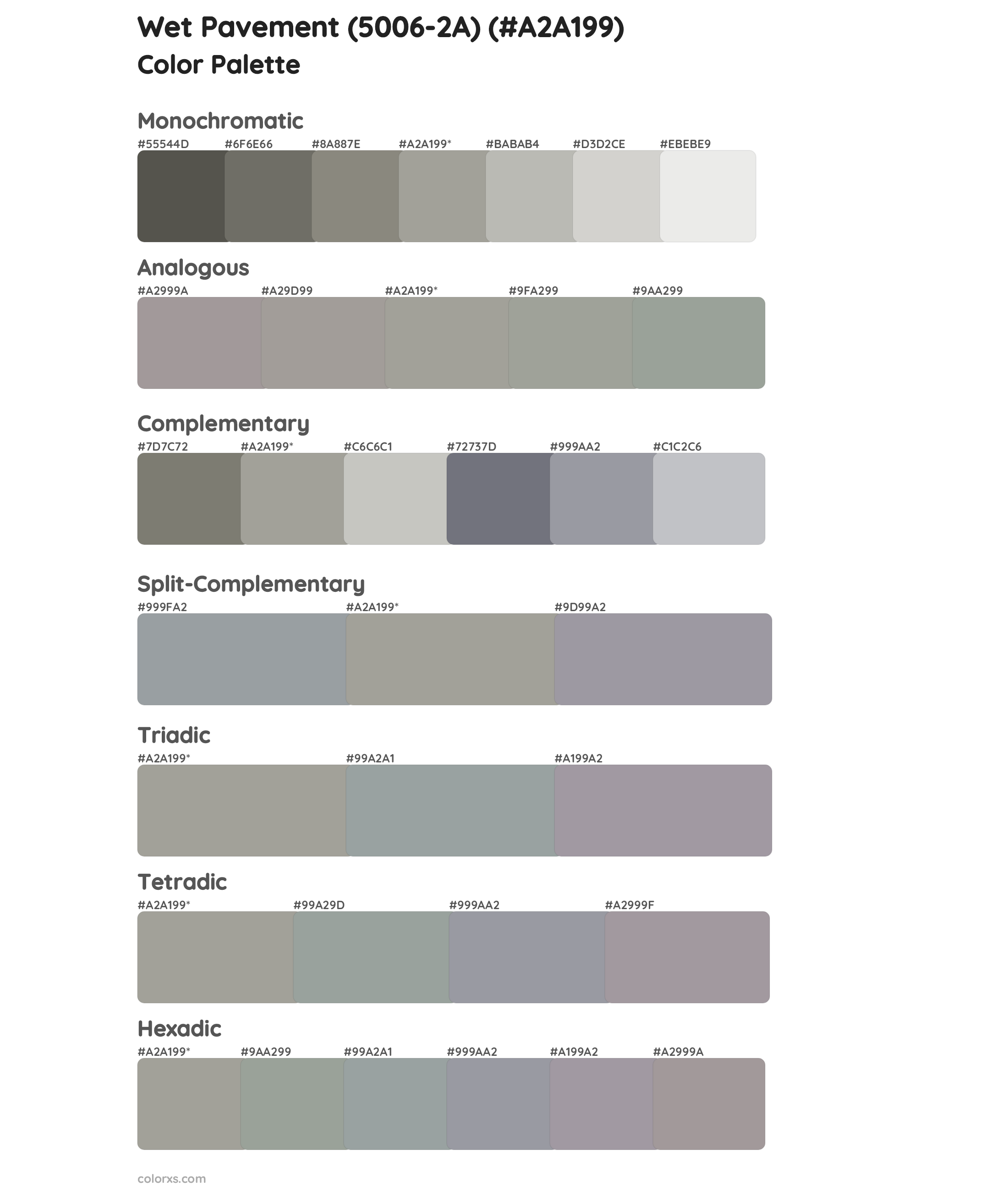 Wet Pavement (5006-2A) Color Scheme Palettes