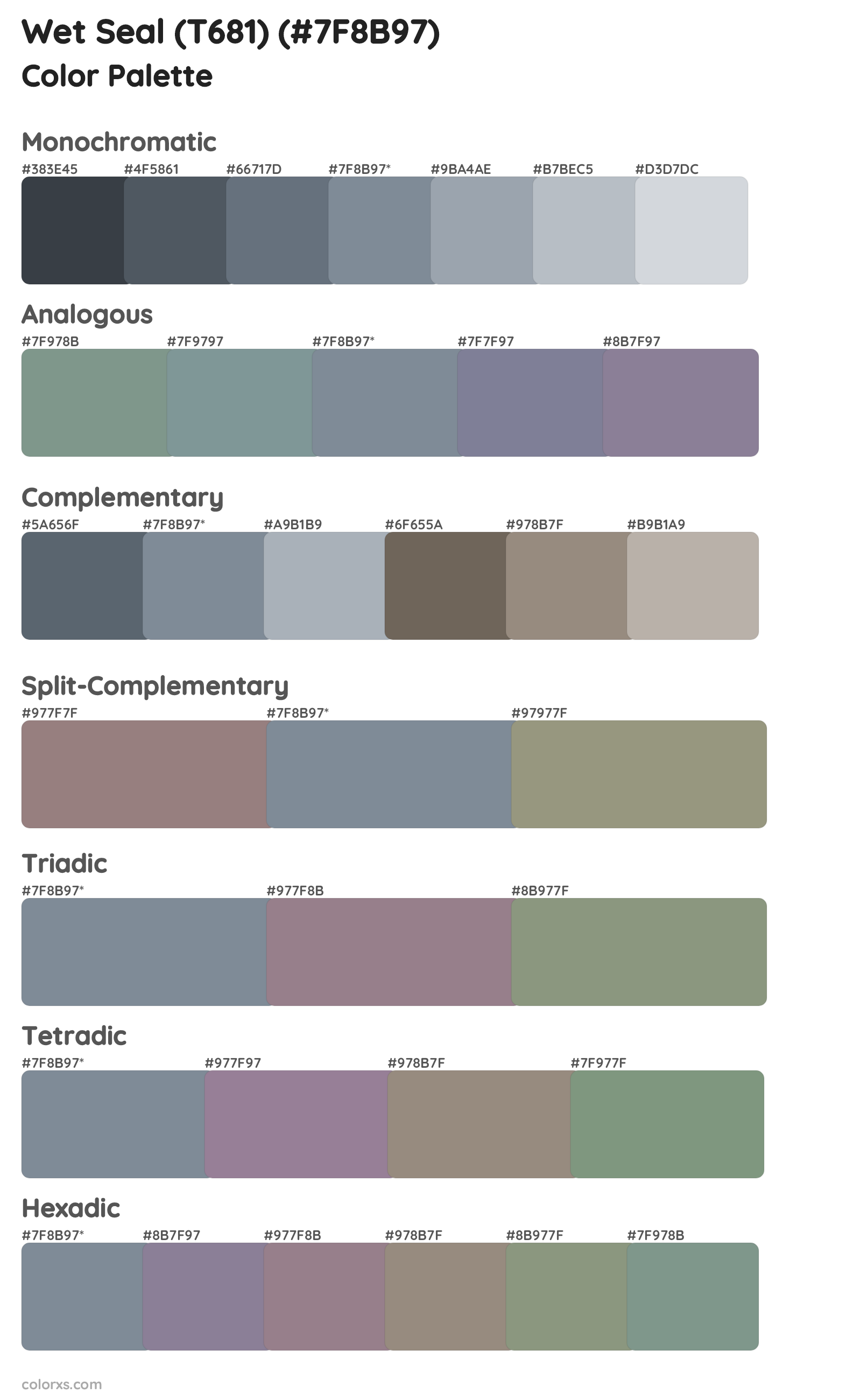 Wet Seal (T681) Color Scheme Palettes
