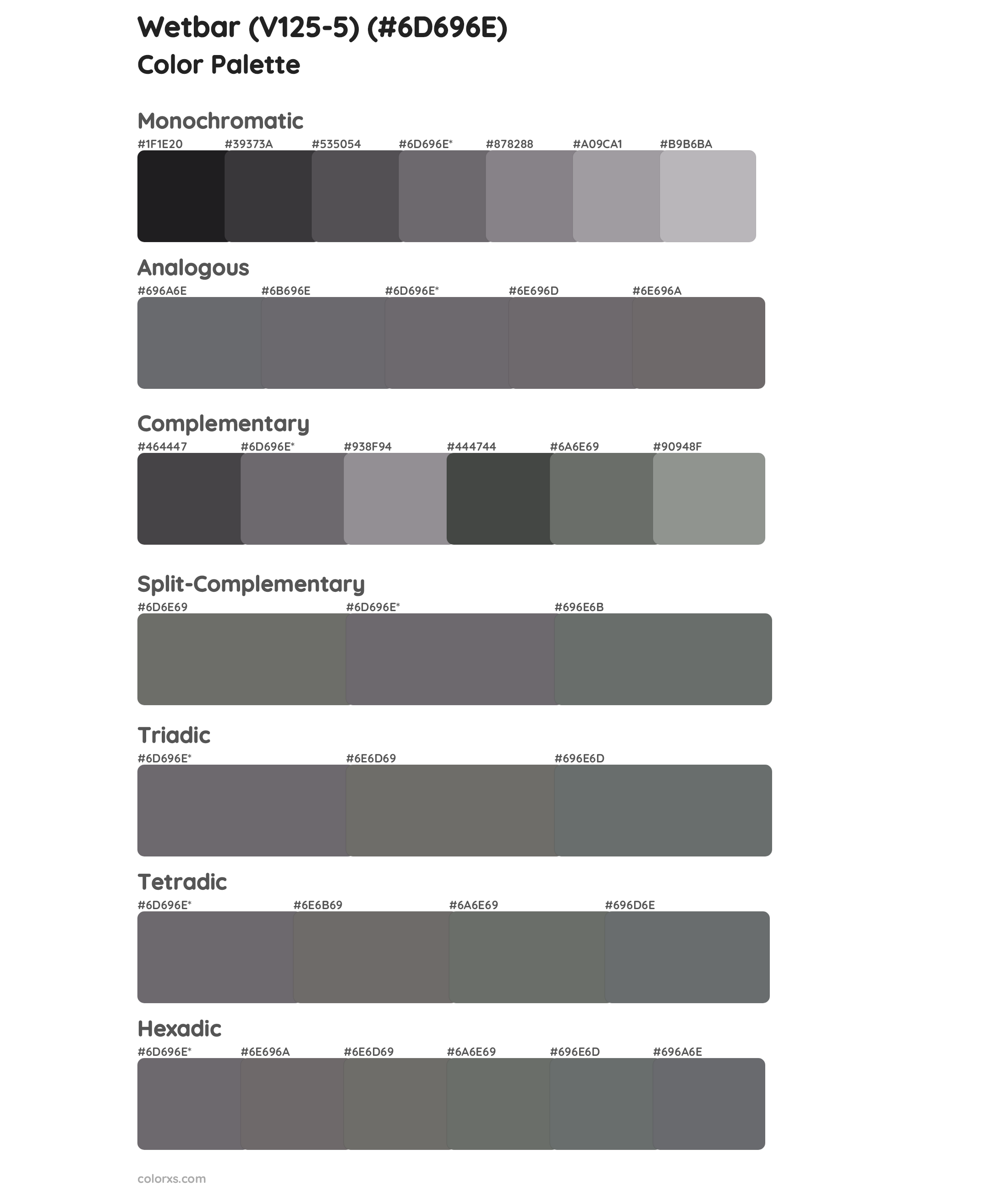 Wetbar (V125-5) Color Scheme Palettes
