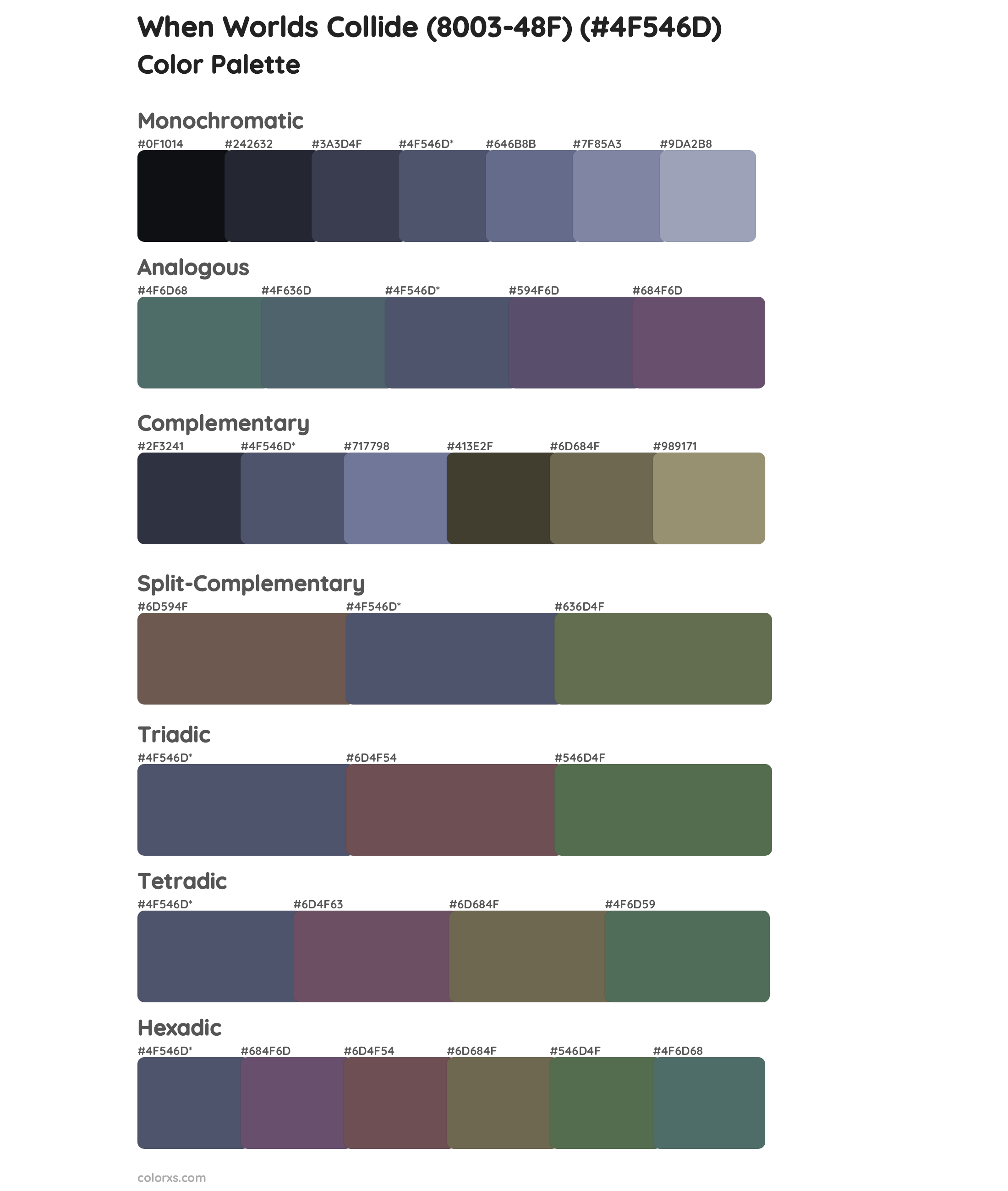 When Worlds Collide (8003-48F) Color Scheme Palettes