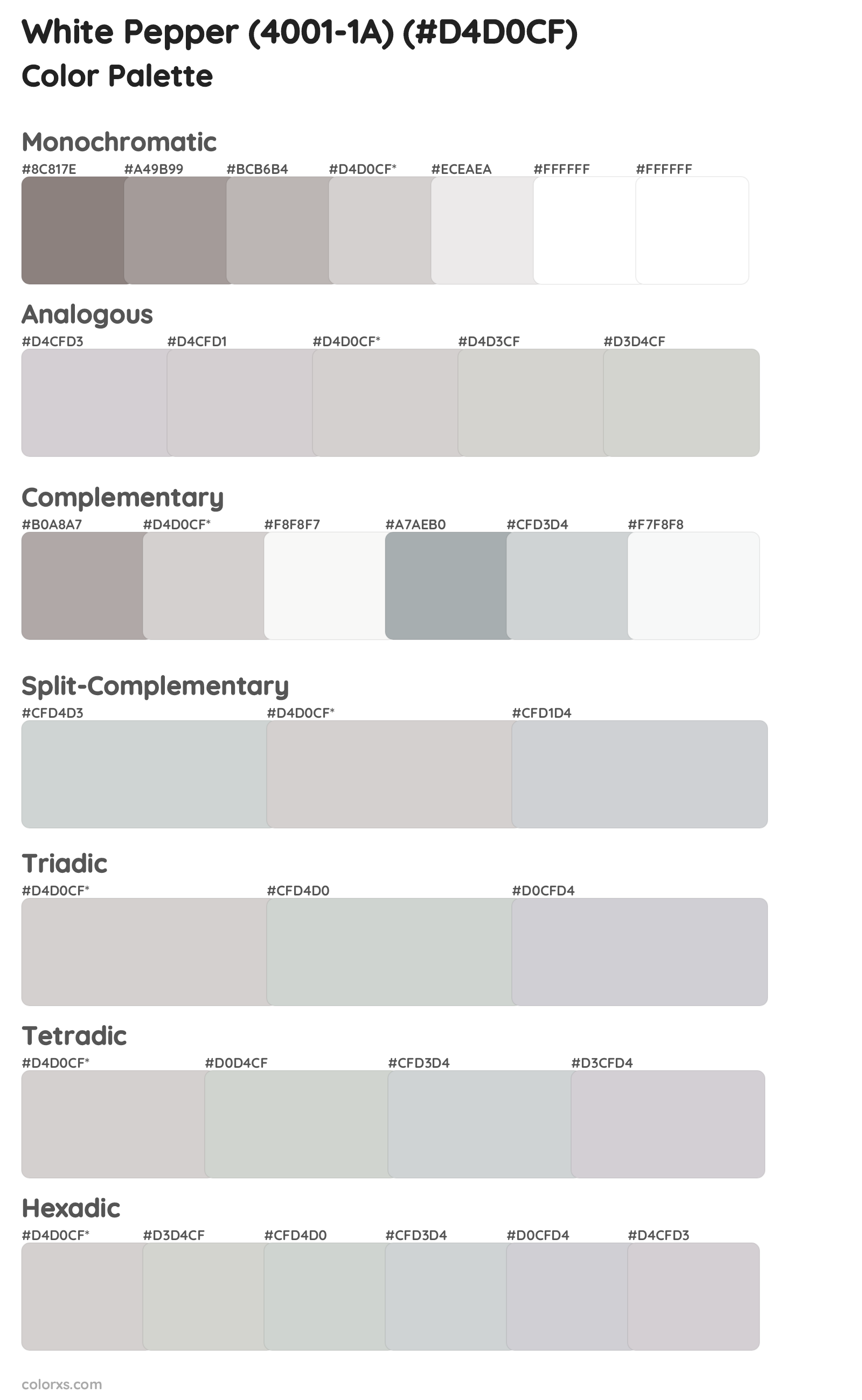 White Pepper (4001-1A) Color Scheme Palettes