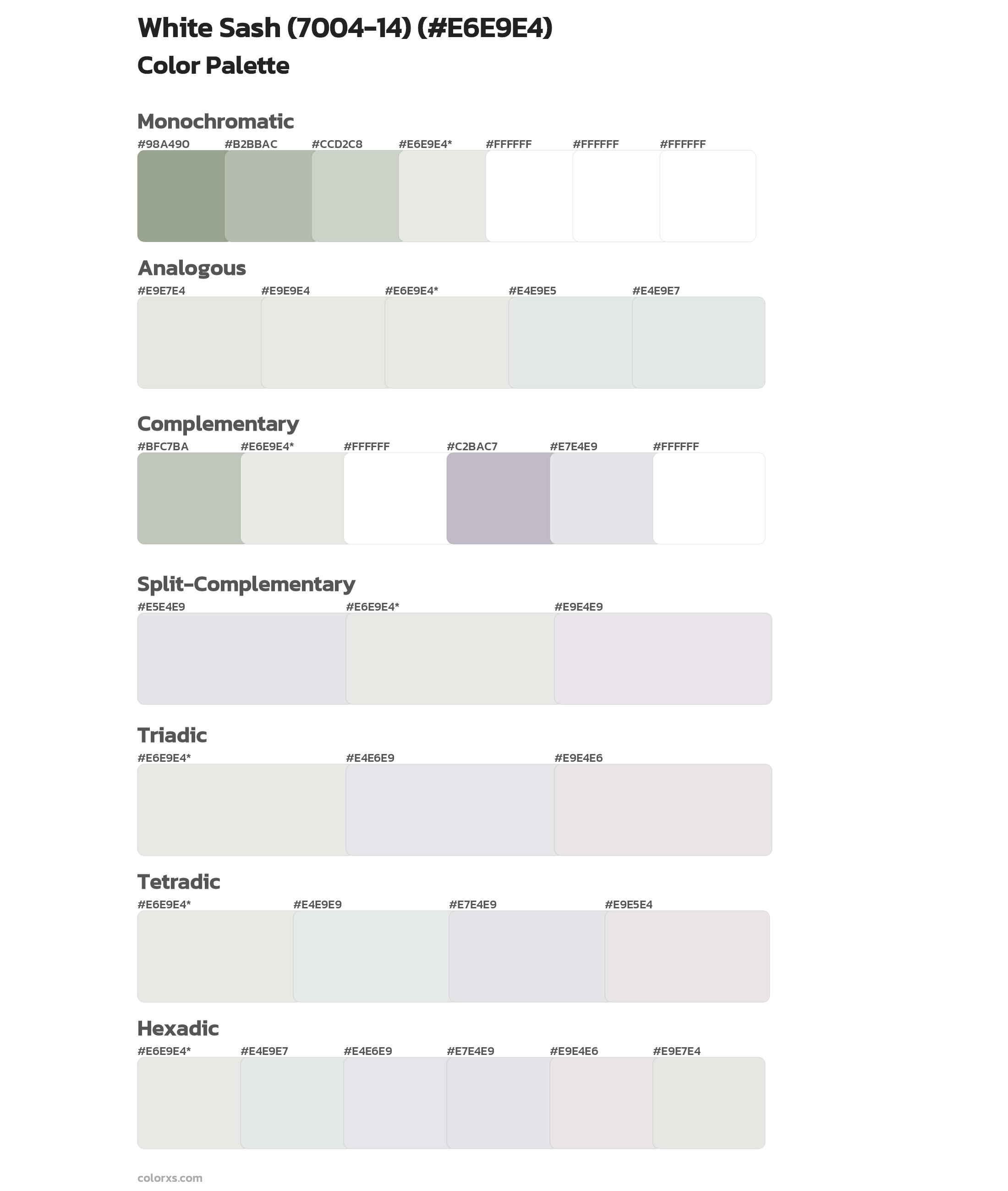 White Sash (7004-14) Color Scheme Palettes